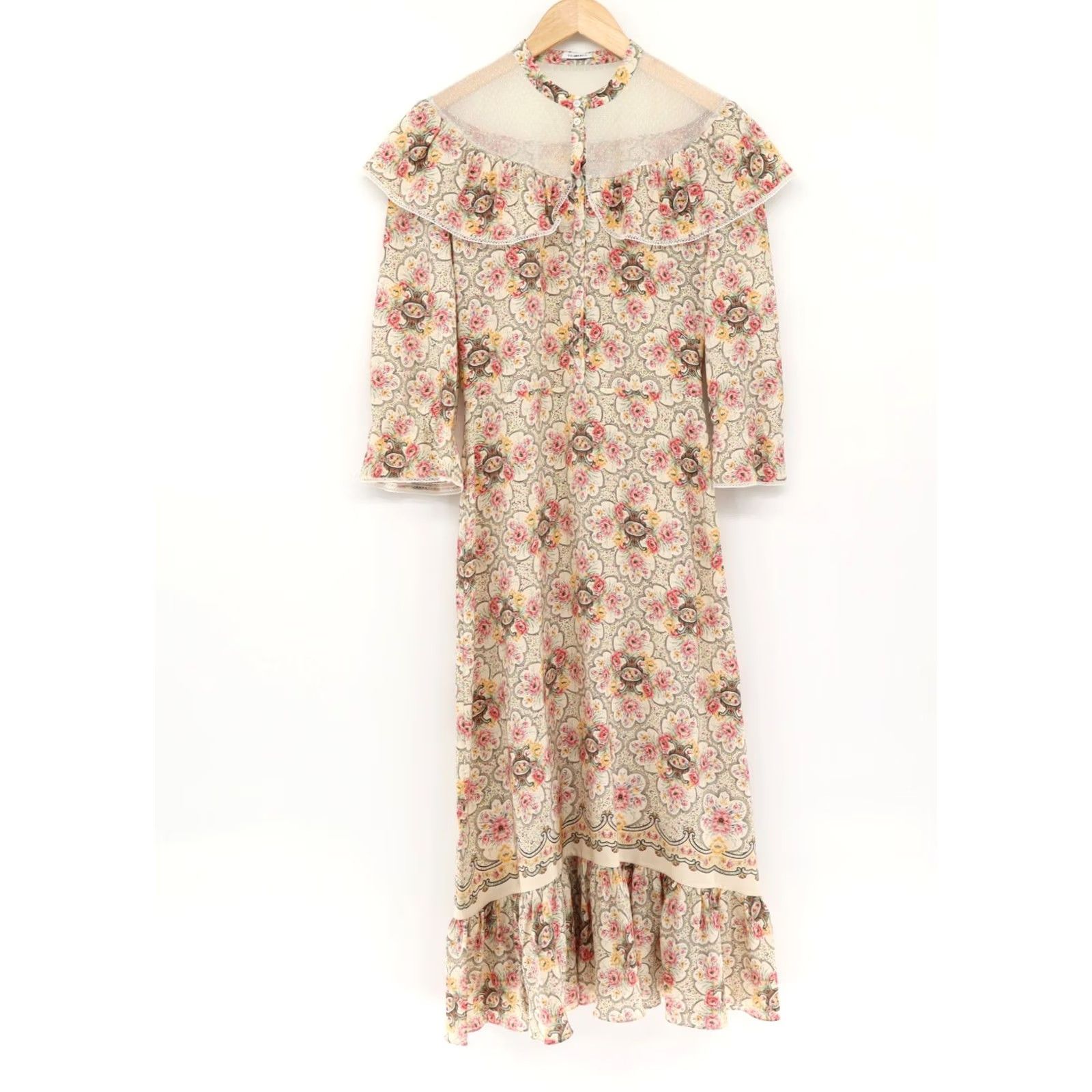 Vintage Vilshenko Silk Long Dress Lace Button Front Half Sleeves Prairie Ethereal Sz 10 Size L / US 10 / IT 46 - 2 Thumbnail