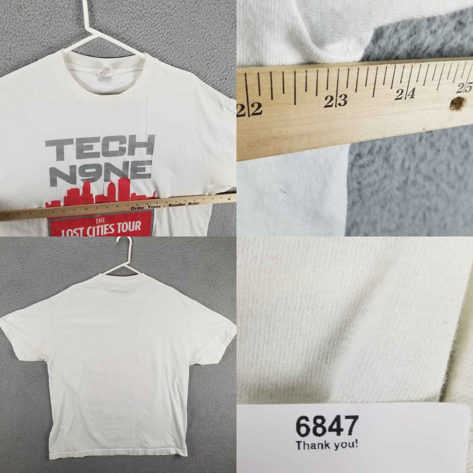 Vintage Tech N9NE Nine Concert Lost Cities Tour T Shirt XL White Hip Hop Tee Mens Band T-Shirt Size US XL / EU 56 / 4 - 8 Thumbnail