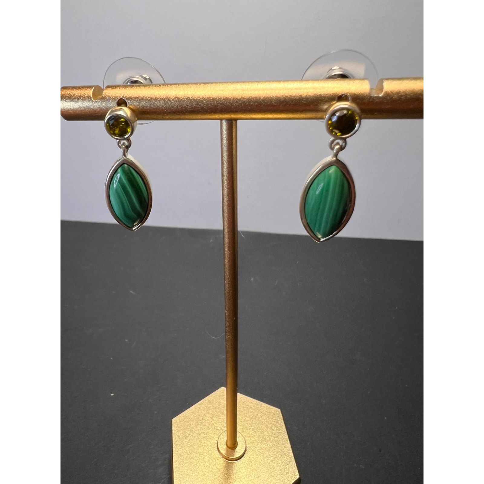 Other Malachite and olive CZ sterling silver earrings Size ONE SIZE - 11 Thumbnail