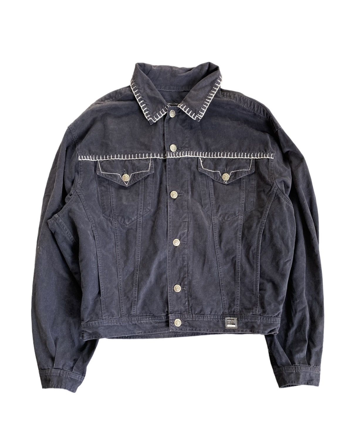 Versace × Versace Jeans Couture × Versus Versace 90s Versace Contra Stitch Detailing Jacket Size US L / EU 52-54 / 3 - 1 Thumbnail