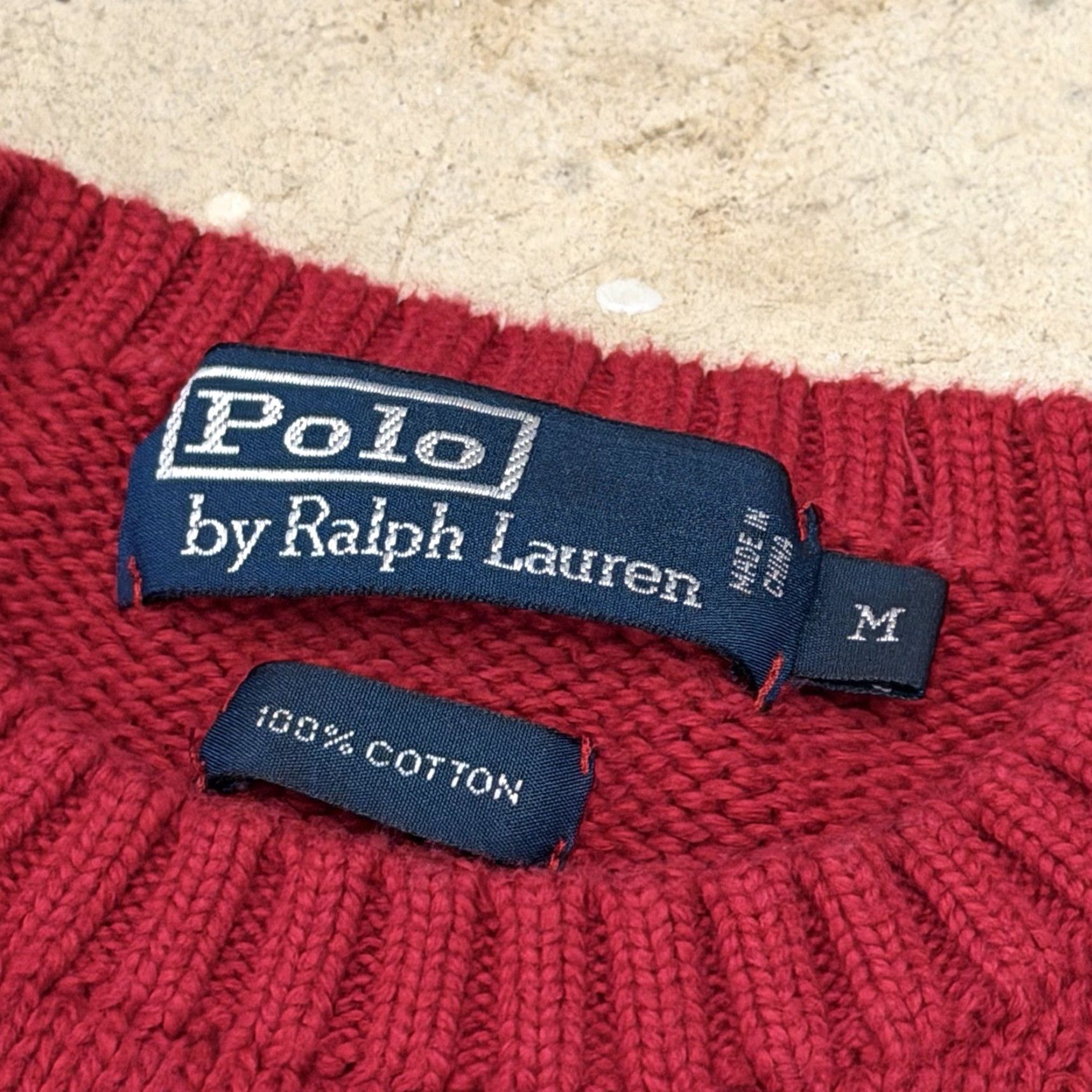 Polo Ralph Lauren VINTAGE Polo Ralph Lauren Sweater Mens 90s Red Knit Size M Pullover Crew Neck Cotton Knit Regular Size US M / EU 48-50 / 2 - 3 Thumbnail