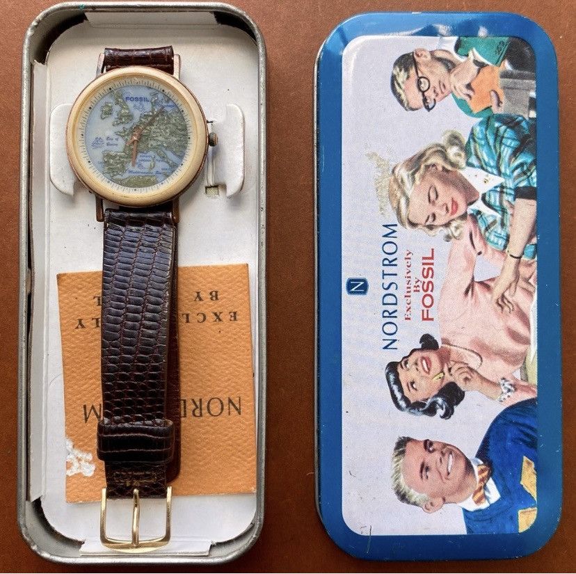 Fossil 1995 FOSSIL EUROPEAN MAP STONE WATCH BW-6742 Size ONE SIZE - 5 Thumbnail