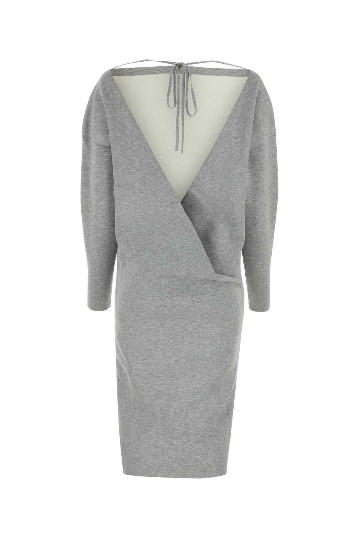 Gucci o1la5ras0526 Wool Silk Viscose Dress in Grey Size L / US 10 / IT 46 - 2 Thumbnail