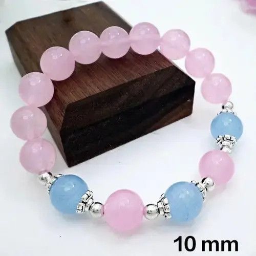 Other 10mm Natural Crystal Chalcedony Bead Stretch Bracelet Size ONE SIZE - 3 Thumbnail