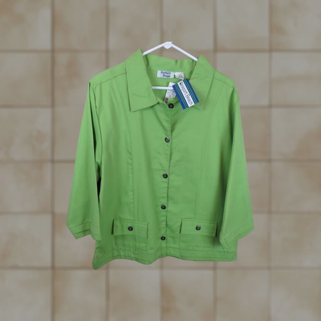 Vintage VINTAGE Newport Beach Green Jacket Hartfield design 1X coat Women White Beach XL Size XL / US 12-14 / IT 48-50 - 1 Thumbnail