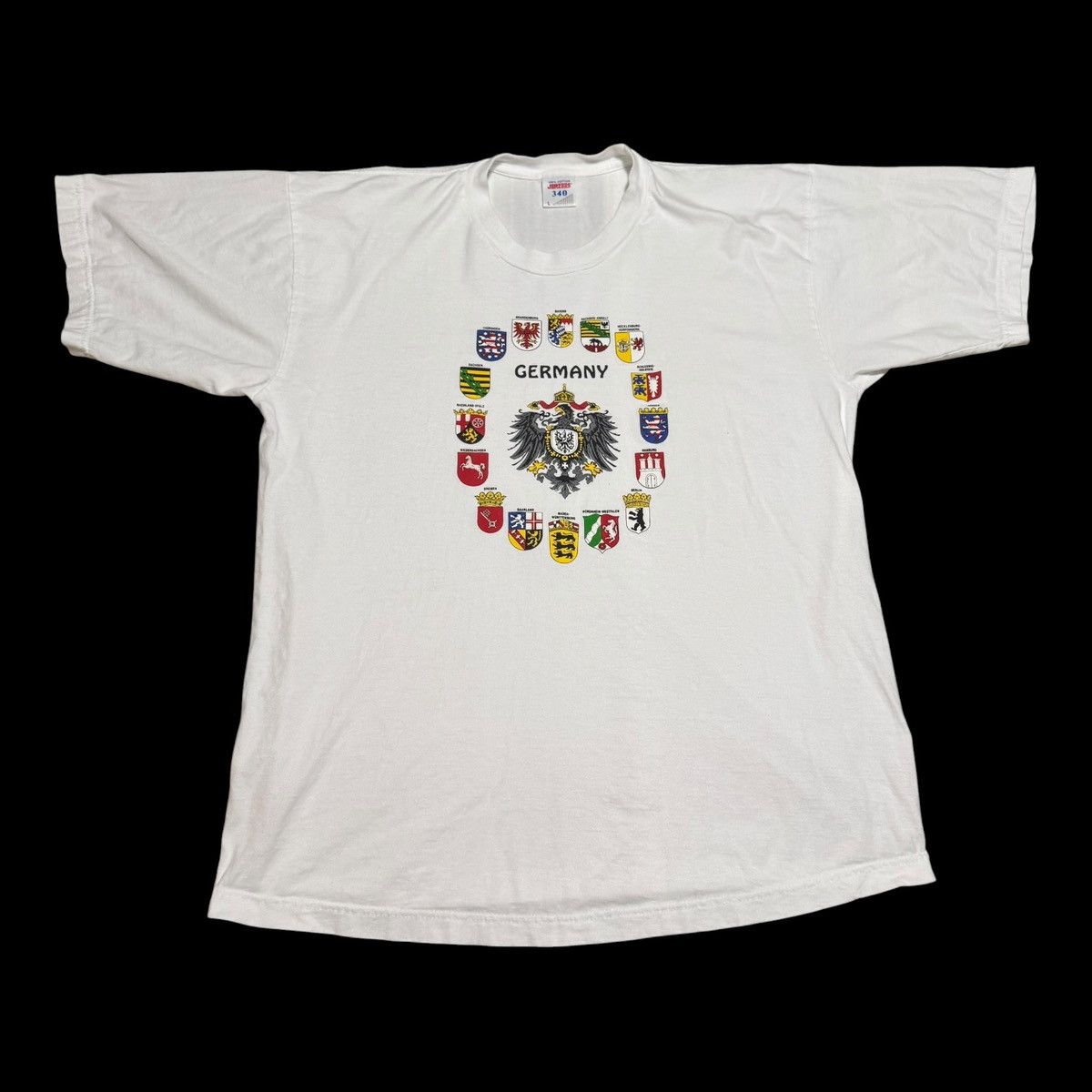 Jerzees Vintage Germany Family Sigil White Shirt Men's Large Size US L / EU 52-54 / 3 - 1 Thumbnail