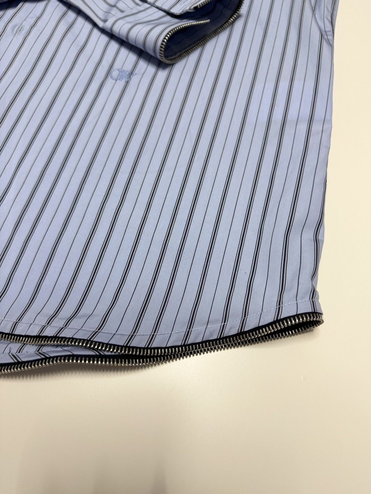 Off-White Off White Zip Embellished Striped Cotton Shirt Size US L / EU 52-54 / 3 - 2 Thumbnail