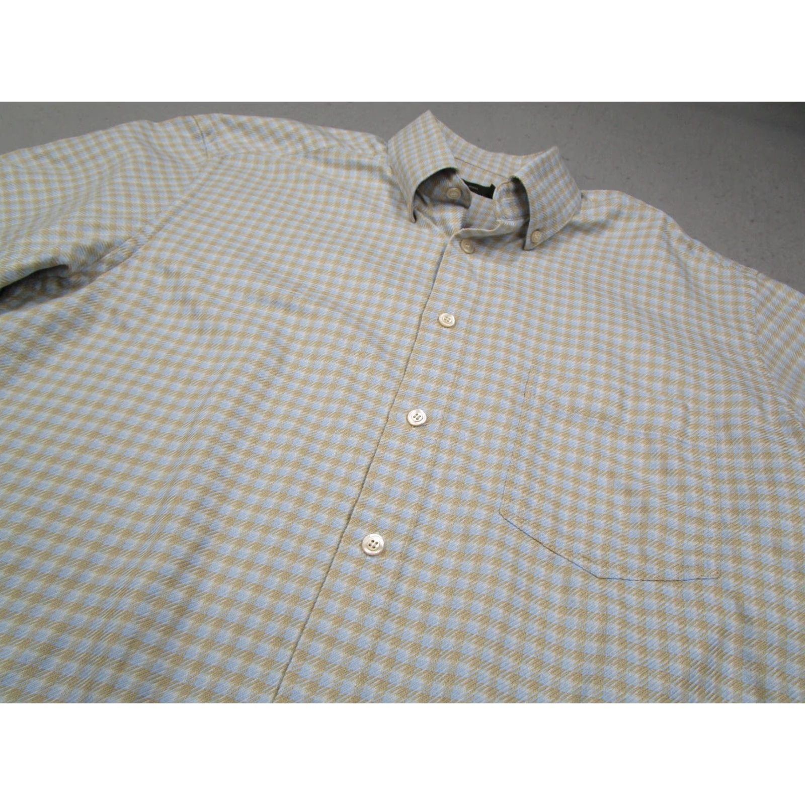 Ermenegildo Zegna VINTAGE Ermenegildo Zegna Dress Shirt Mens 2XL Beige Twill Button Up Business Casual Formal Cotton Size 48R - 2 Thumbnail