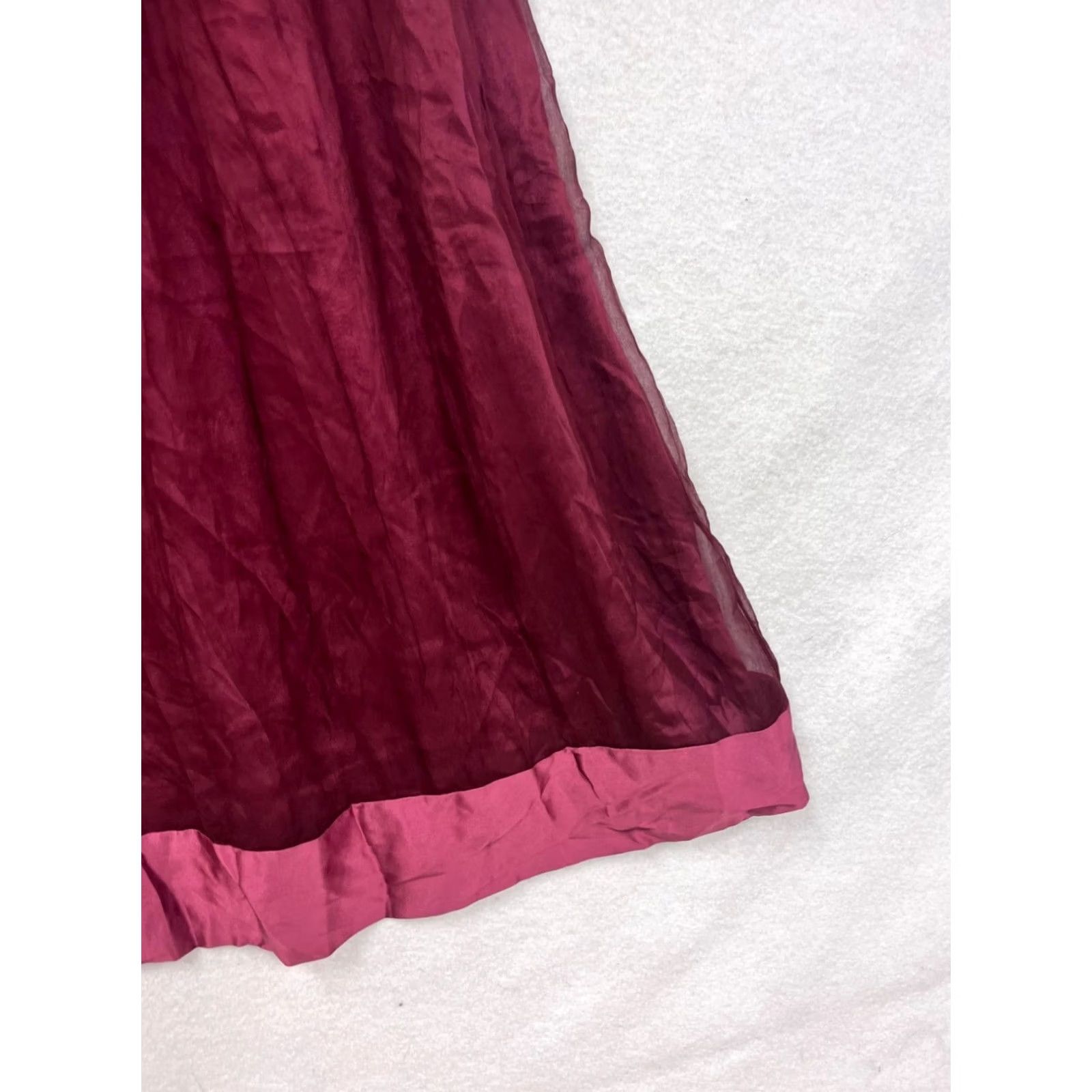 Vintage Jenny Yoo Dress Womens Midi Silk Burgundy Pink Size 8 Ball Gown Silk Dress WtBG8 Womens Size M / US 6-8 / IT 42-44 - 7 Thumbnail