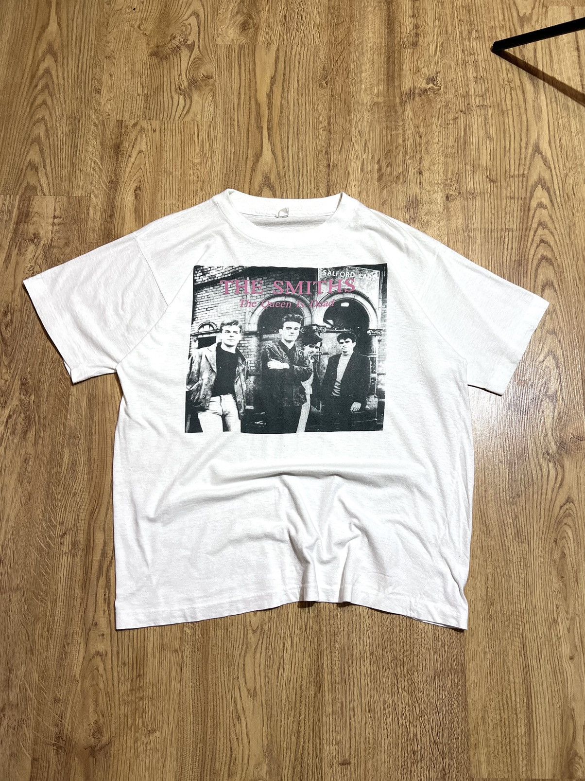 image of Band Tees x Rock Tees Vintage 80's The Smiths The Queen Is Dead T-Shirt Merch Tee in White (Size Me