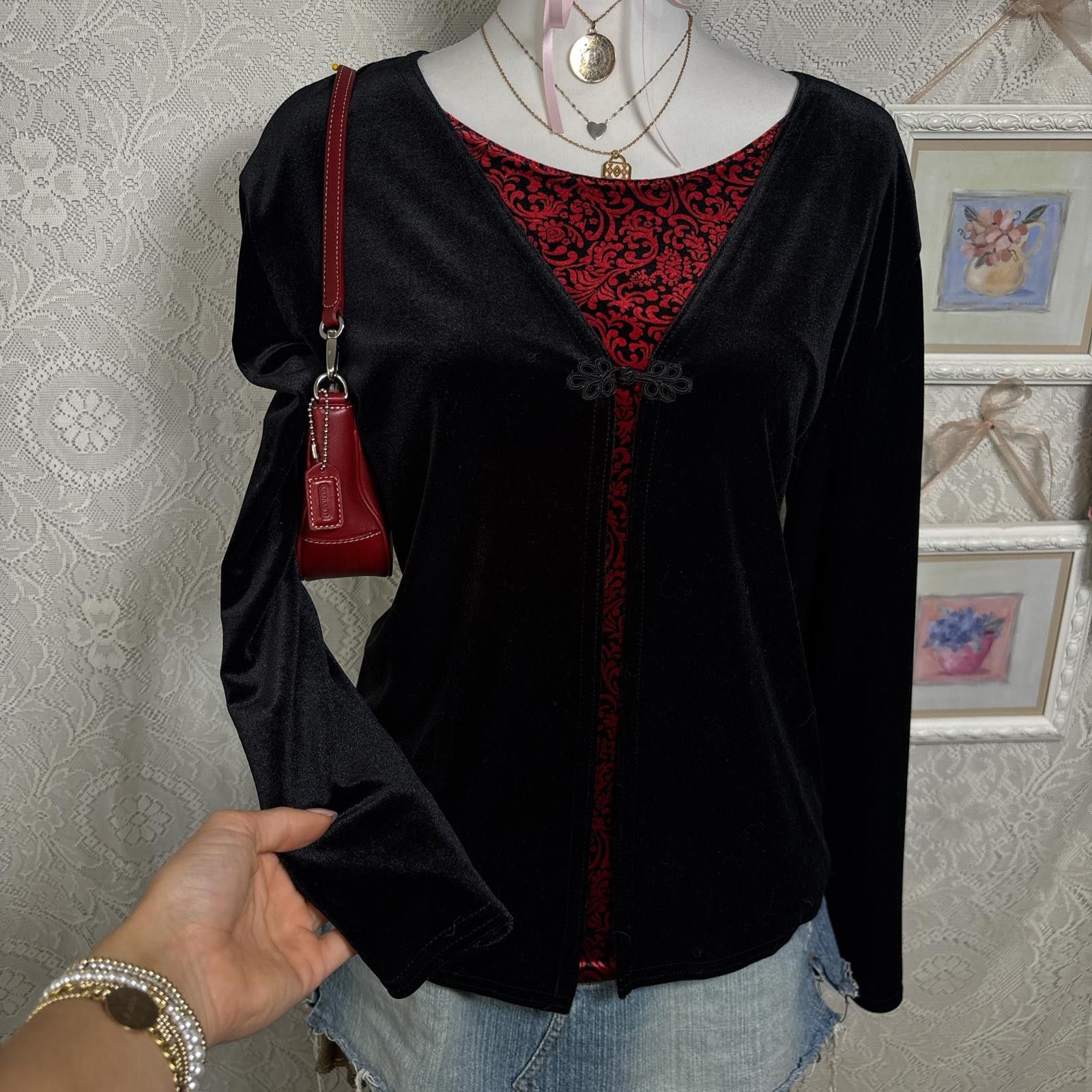 Other vintage velvet christmas grunge blouse Size M / US 6-8 / IT 42-44 - 3 Thumbnail