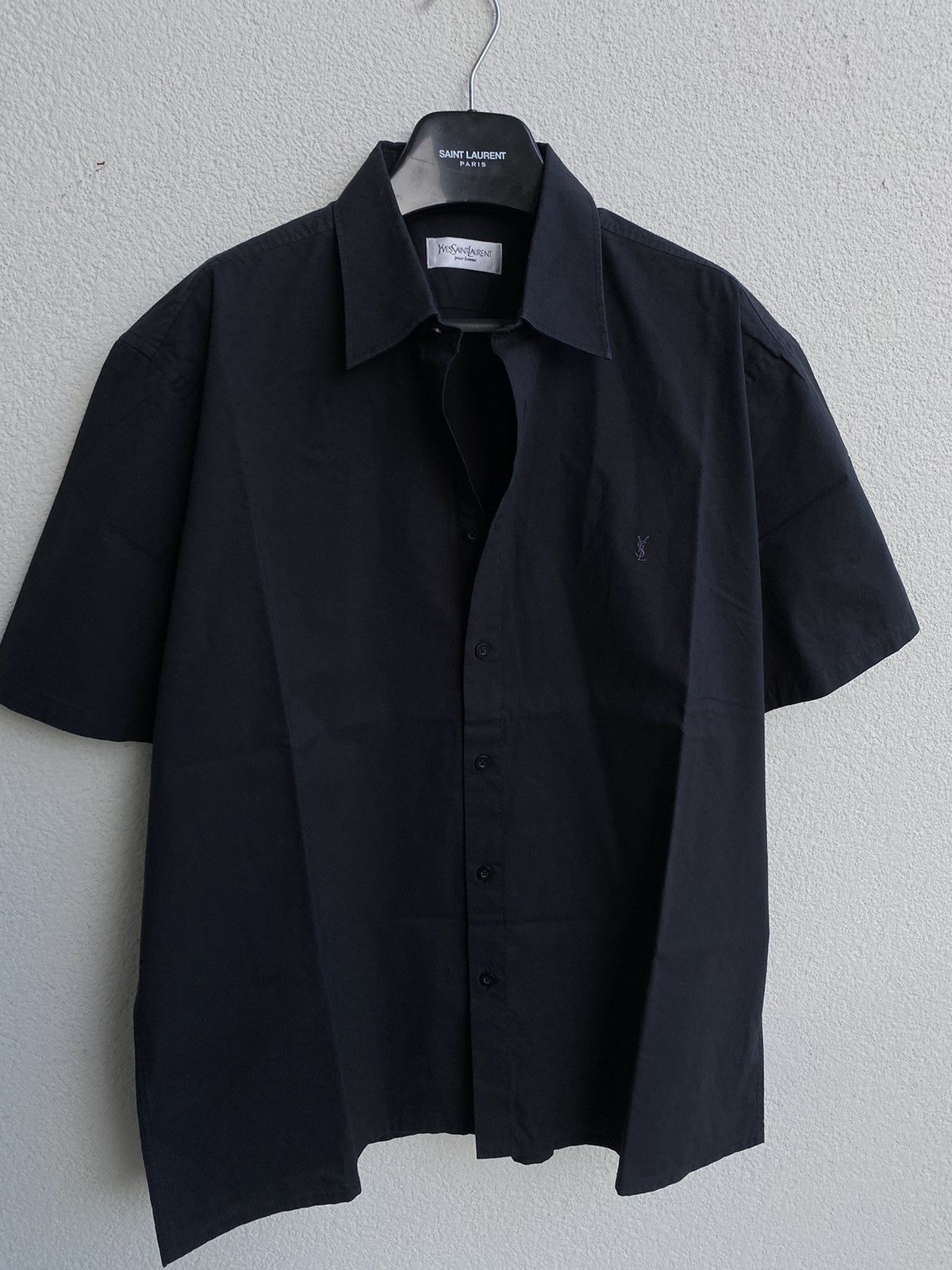 Yves Saint Laurent Black YSL Shirt Short Sleeve Button Up Collar Vintage y2k Size US XL / EU 56 / 4 - 3 Thumbnail