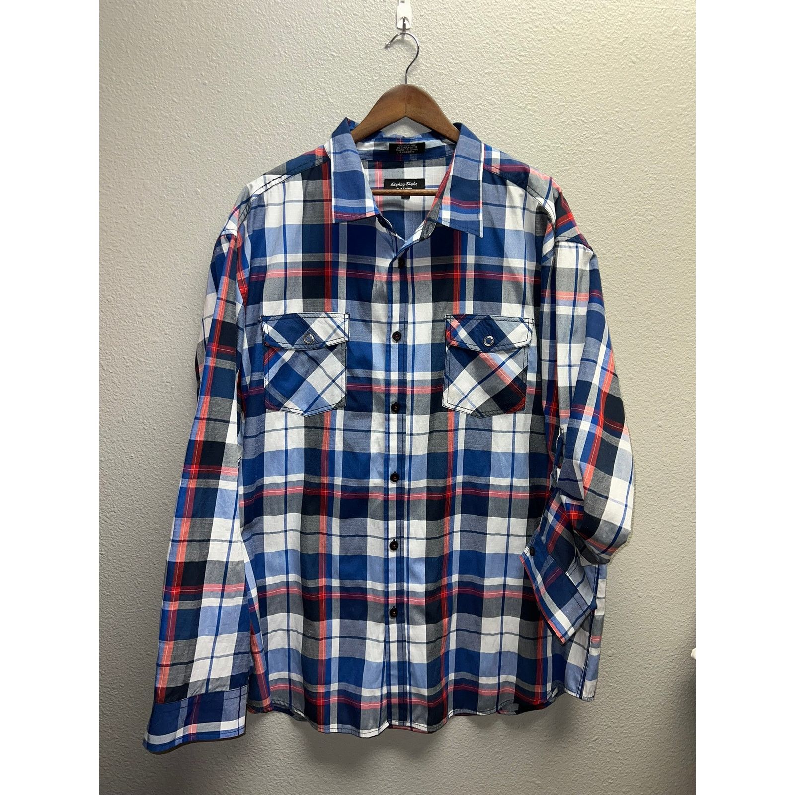 Eighty Eight Eighty Eight Platinum Button Up Shirt Blue Red Shirt 4XL 4X Size US XXL / EU 58 / 5 - 1 Thumbnail