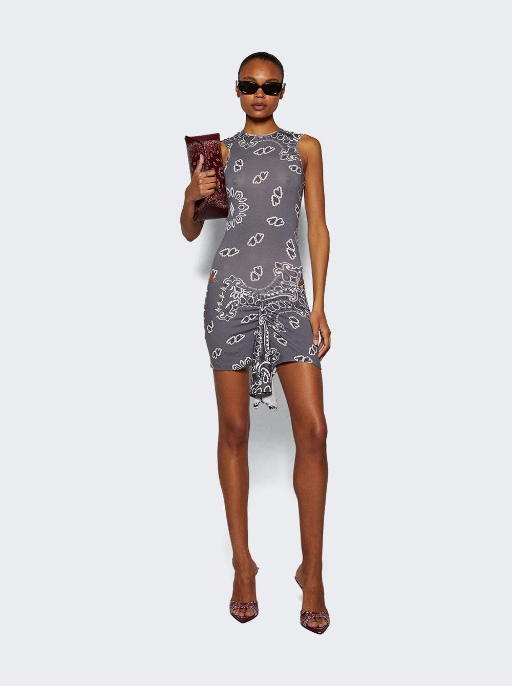 The Attico o1mle0526 Mini Bandana Dress in Gray Size S / US 4 / IT 40 - 2 Thumbnail