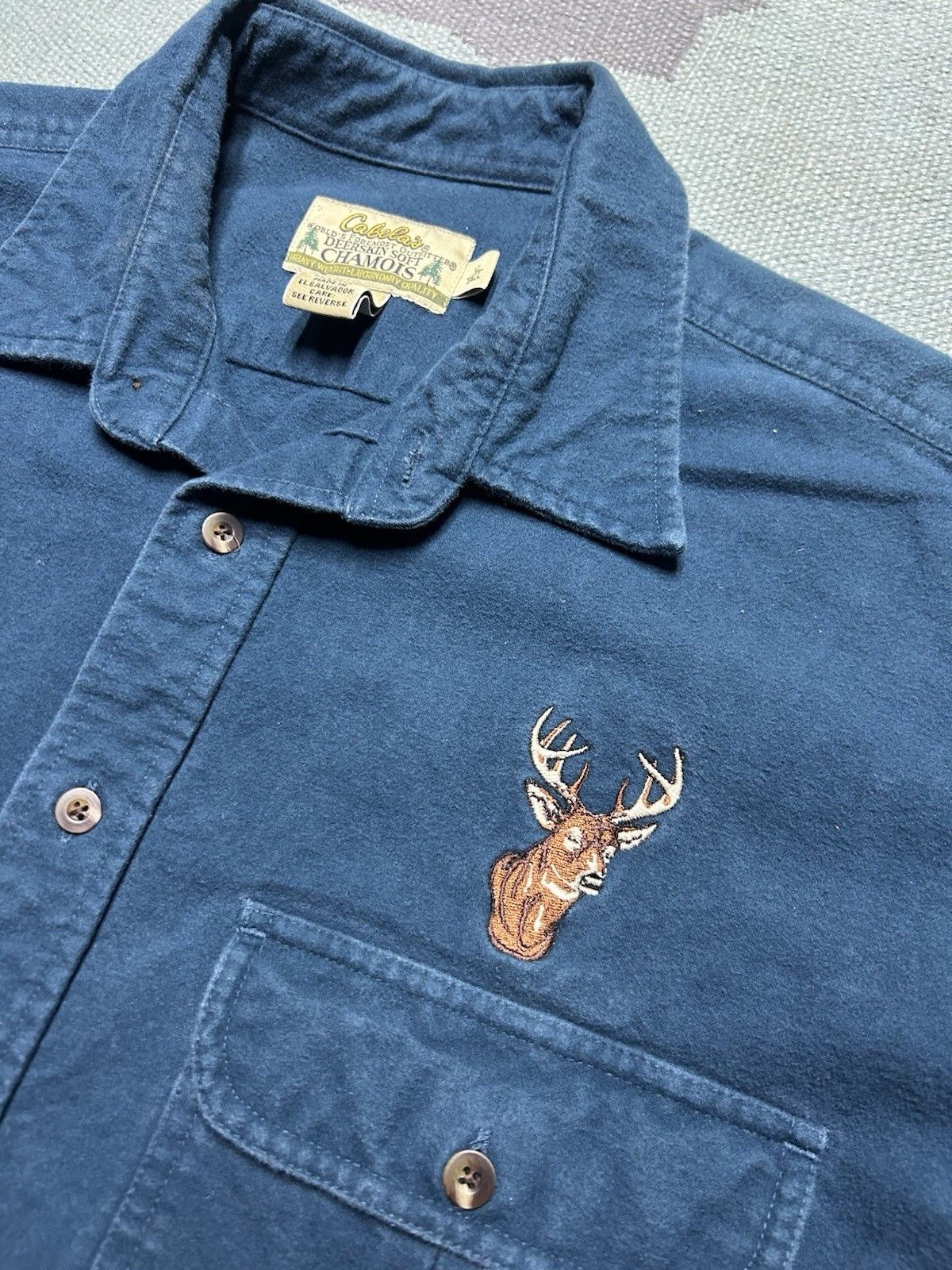 Vintage Vtg Cabelas button shirt deerskin chamois deer blue XL tall Size US XL / EU 56 / 4 - 4 Thumbnail