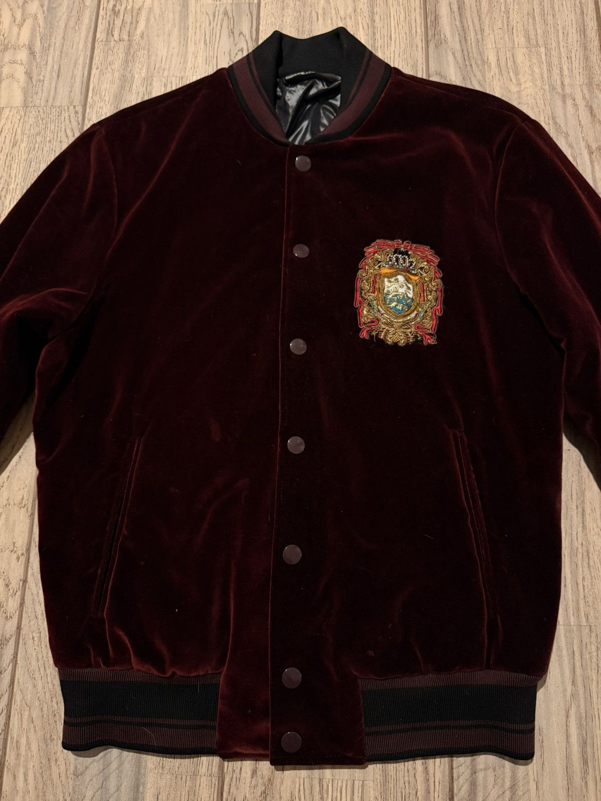 Dolce & Gabbana Dolce & Gabbana Velvet Embroidered Bomber Size US M / EU 48-50 / 2 - 2 Thumbnail