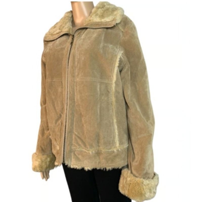 Wilsons Leather Wilsons Leather Womens Large Suede Trimmed Penny Lane Jacket Size L / US 10 / IT 46 - 3 Thumbnail
