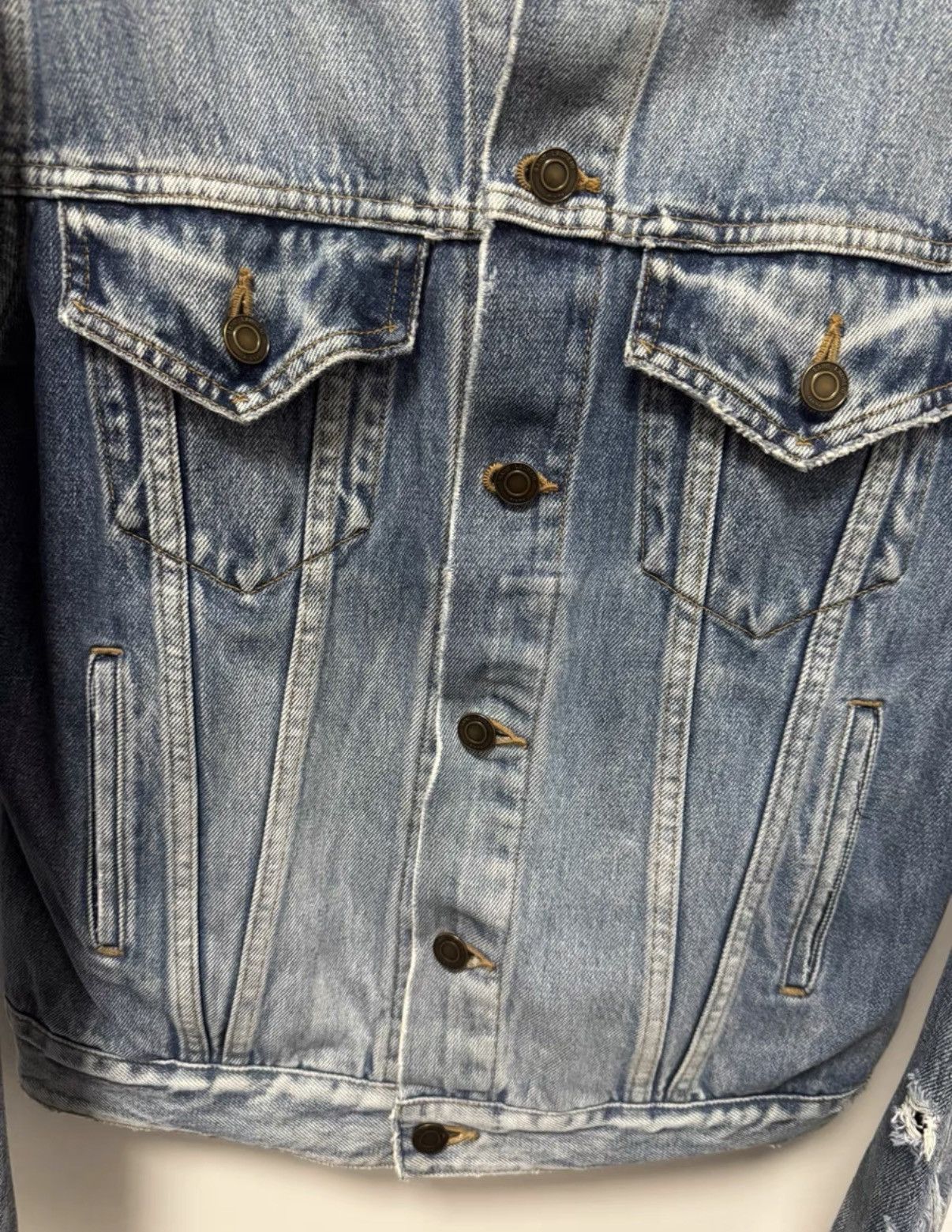 Saint Laurent Paris Saint Laurent 16SS Distressed Brushed Palm Tree Denim Jacket Size US M / EU 48-50 / 2 - 3 Thumbnail