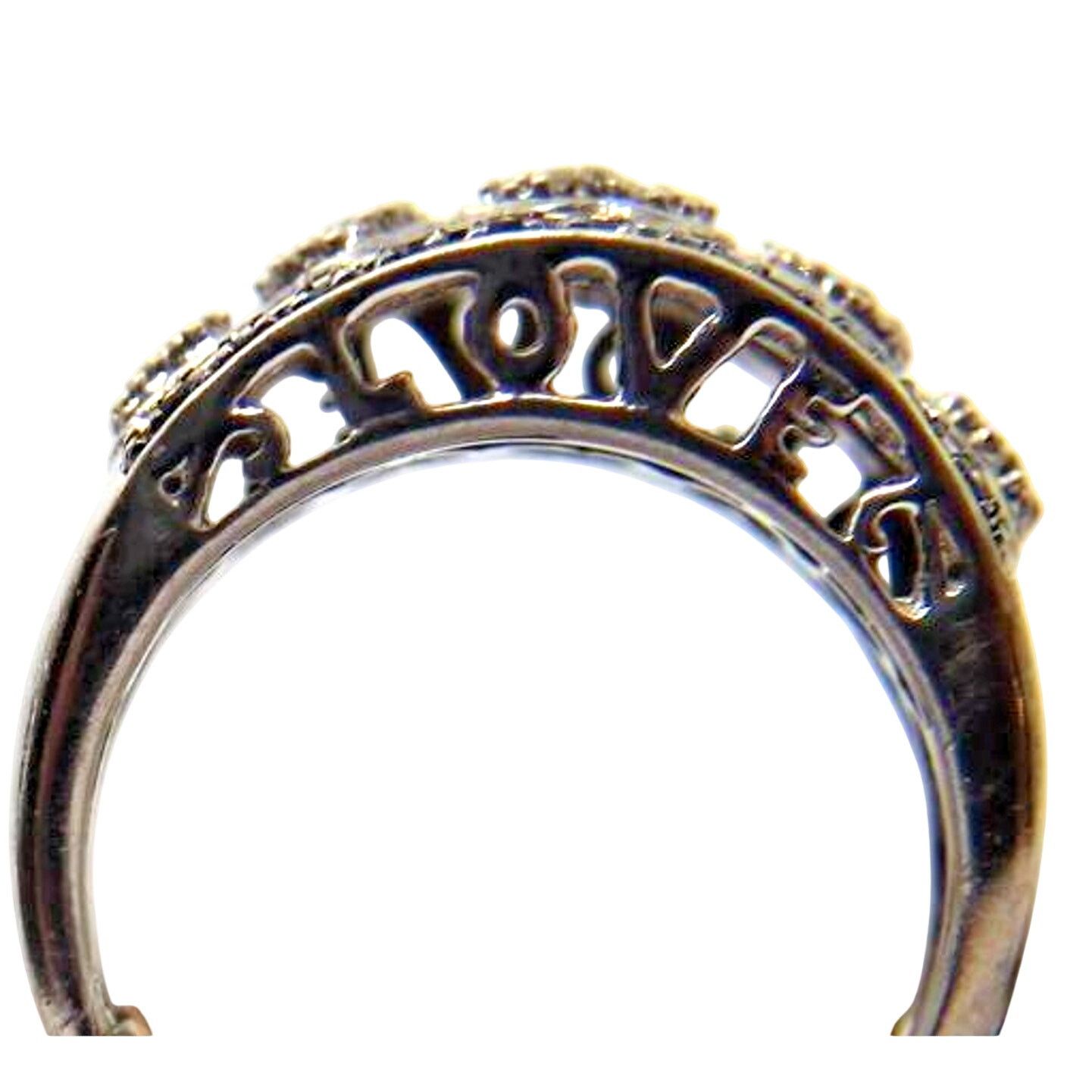 Other LOVE Ring 925 • Diamond Hearts • Sapphire Edge • Size 6 or 5 Size ONE SIZE - 1 Thumbnail