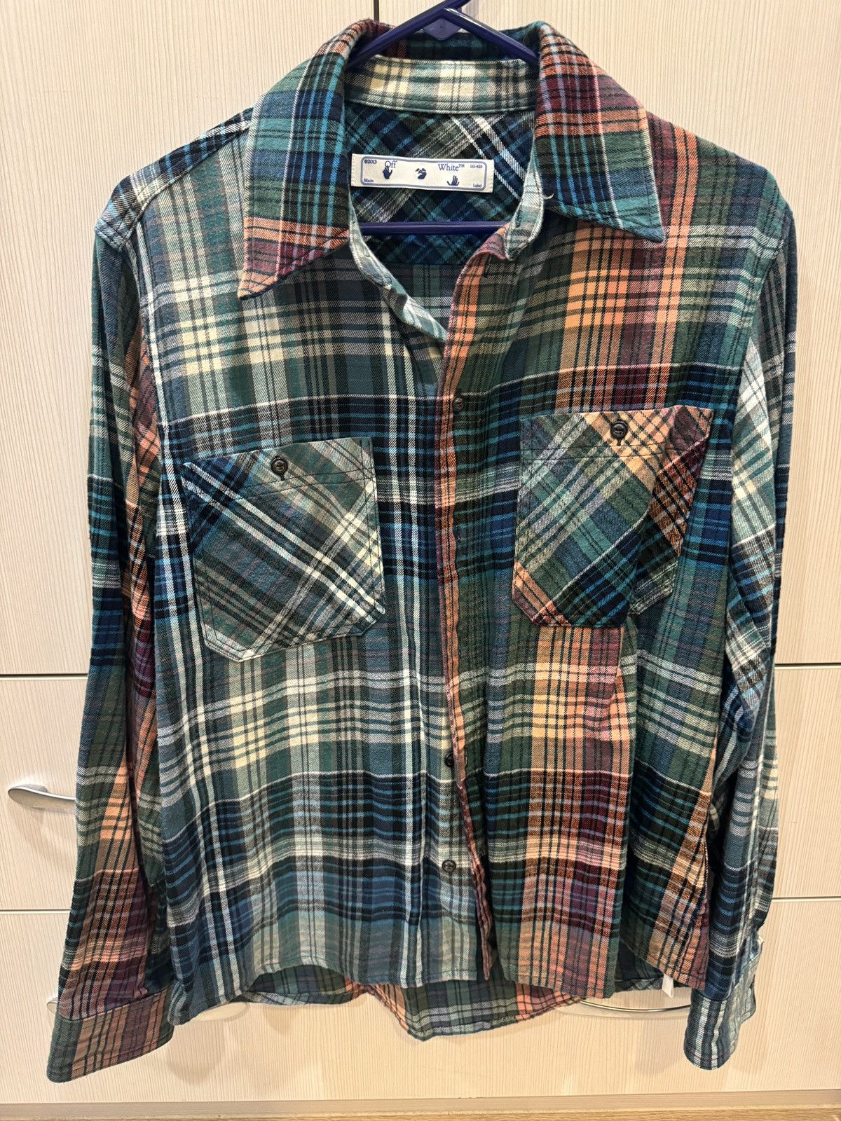 Off-White OFF-WHITE STENCIL FLANNEL MULTI CHECK SHIRT Size US XS / EU 42 / 0 - 1 Thumbnail