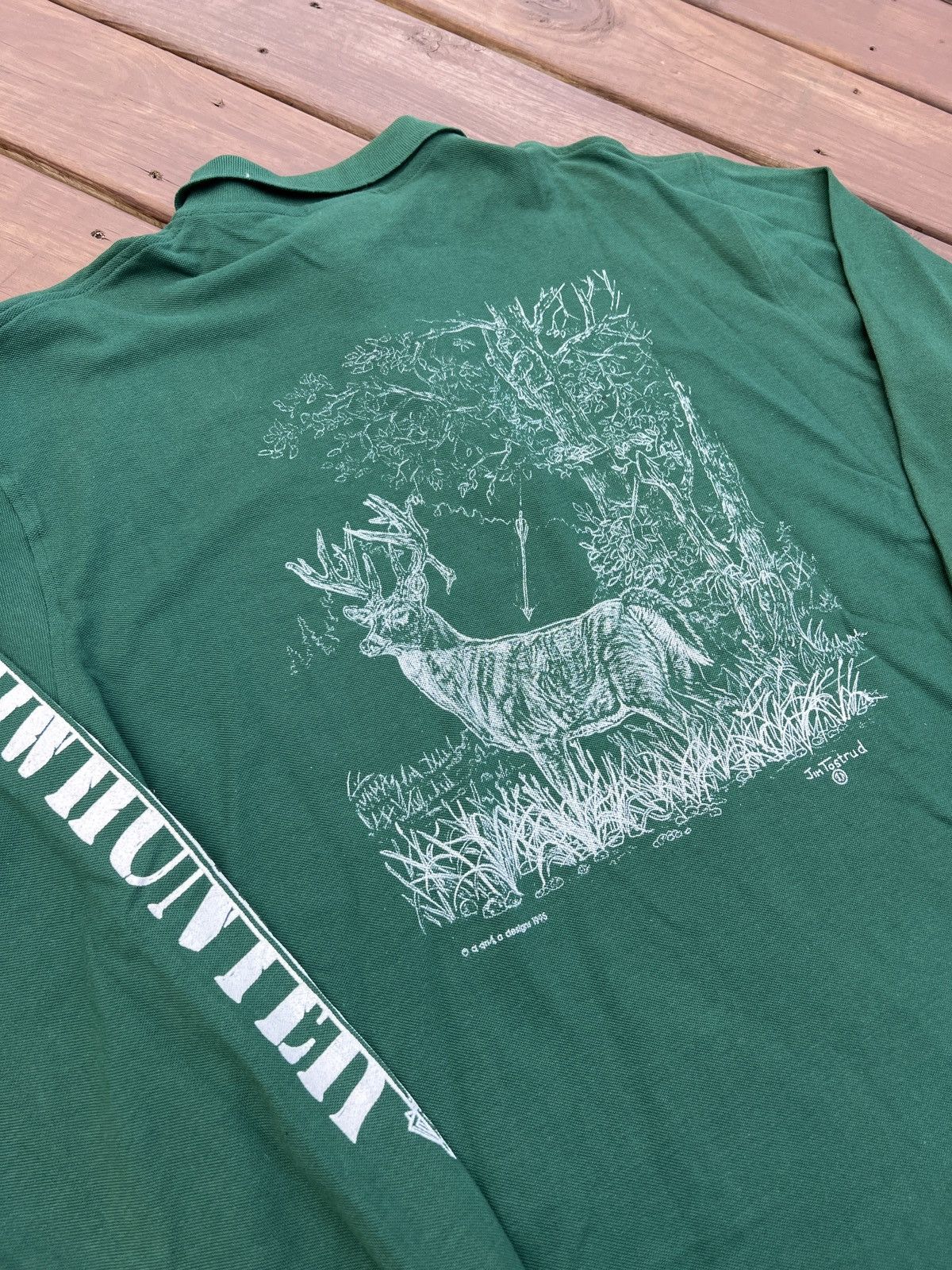 Hanes × Vintage Vintage 90s Nature Bowhunting Polo Long Sleeve Shirt Size US XL / EU 56 / 4 - 3 Thumbnail