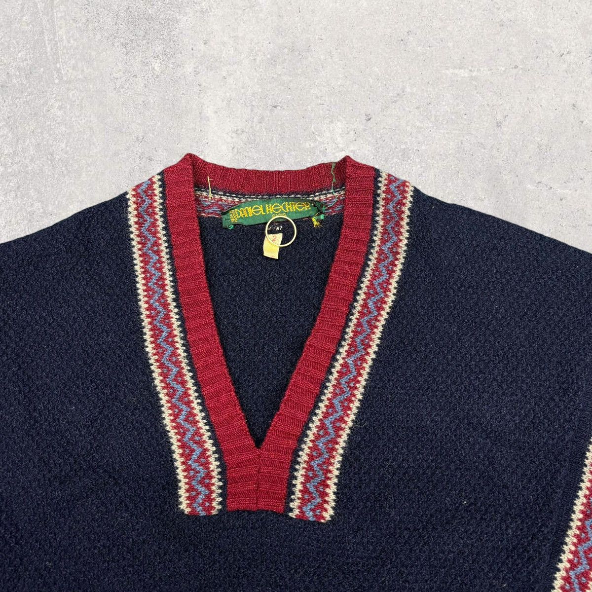 Daniel Hechter × Vintage 1980s Vintage V Neck Sweater Size S / US 4 / IT 40 - 3 Thumbnail