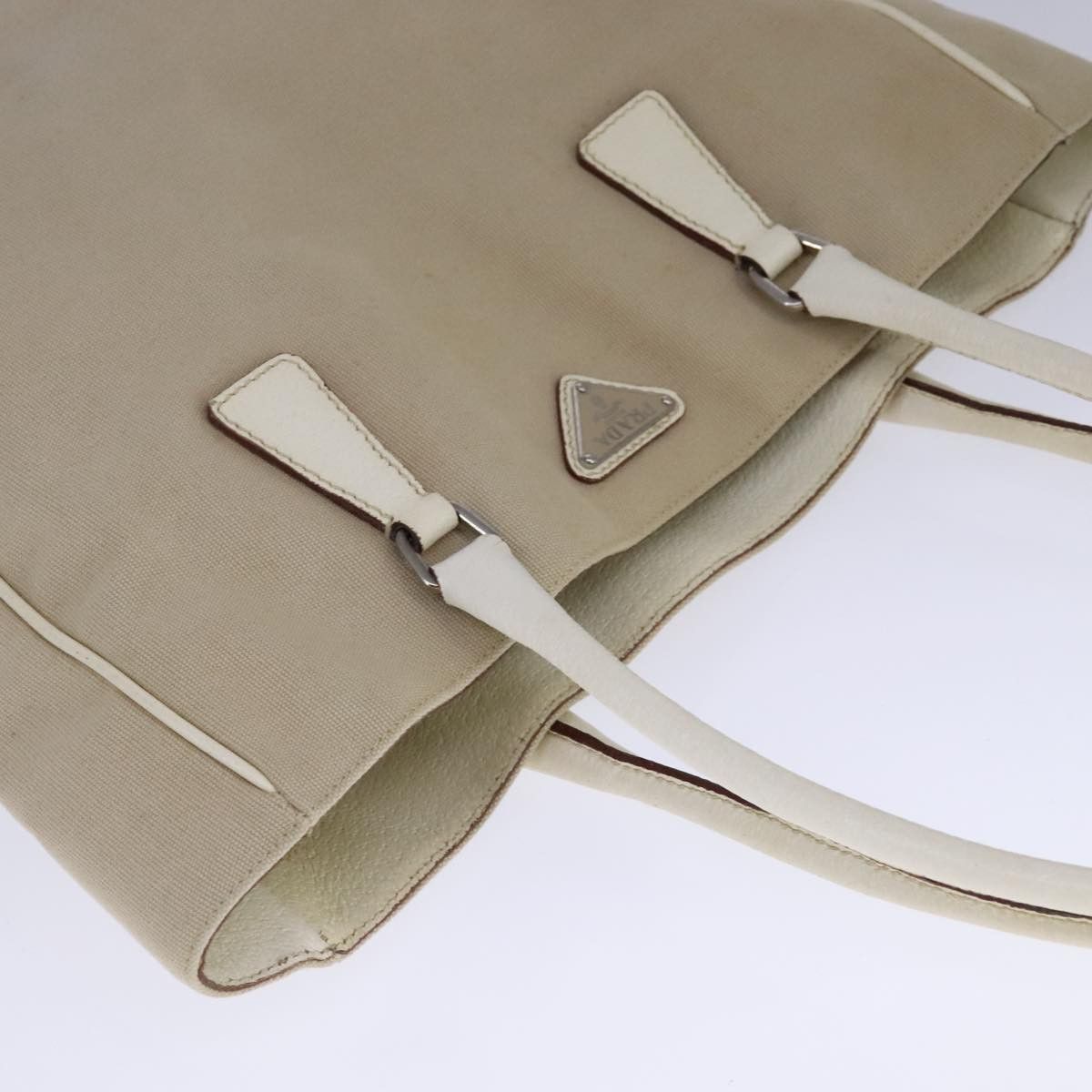 Prada PRADA Tote Bag Canvas Leather Beige White Silver Size ONE SIZE - 6 Thumbnail