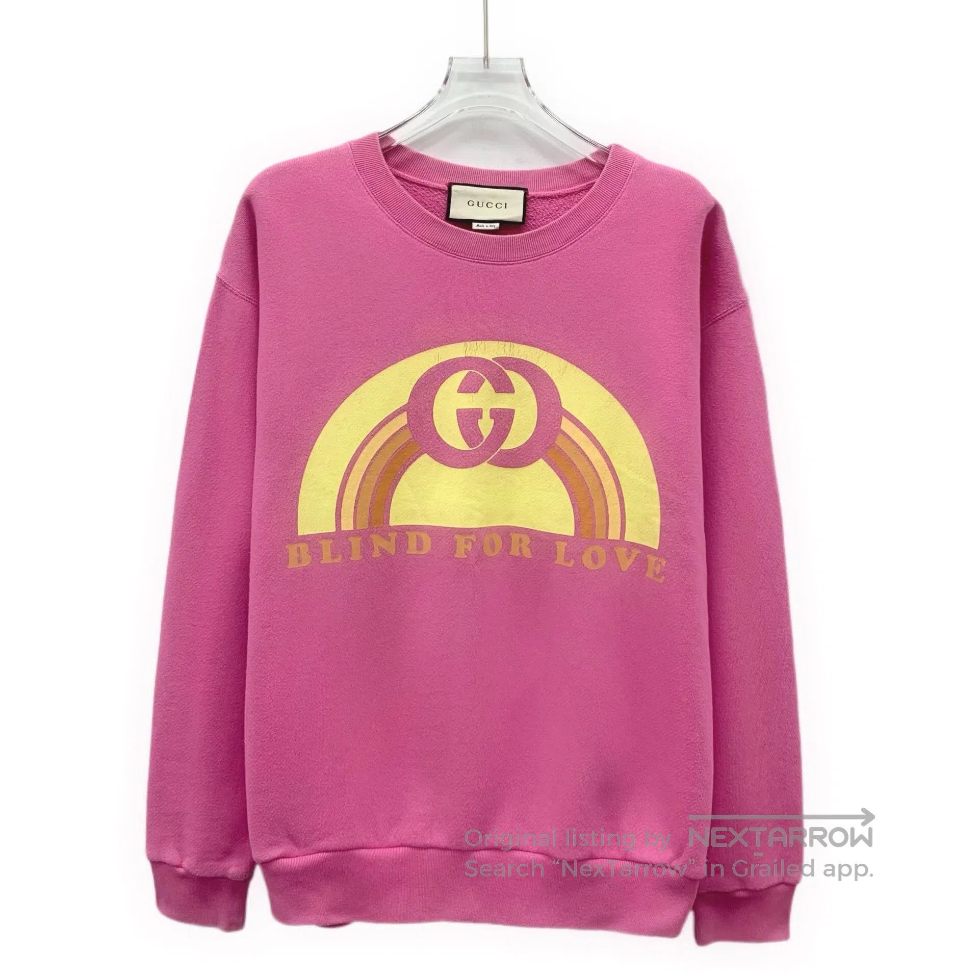 Gucci Guicci Pink logo print cotton round neck long sleeve sweat Size US S / EU 44-46 / 1 - 1 Thumbnail