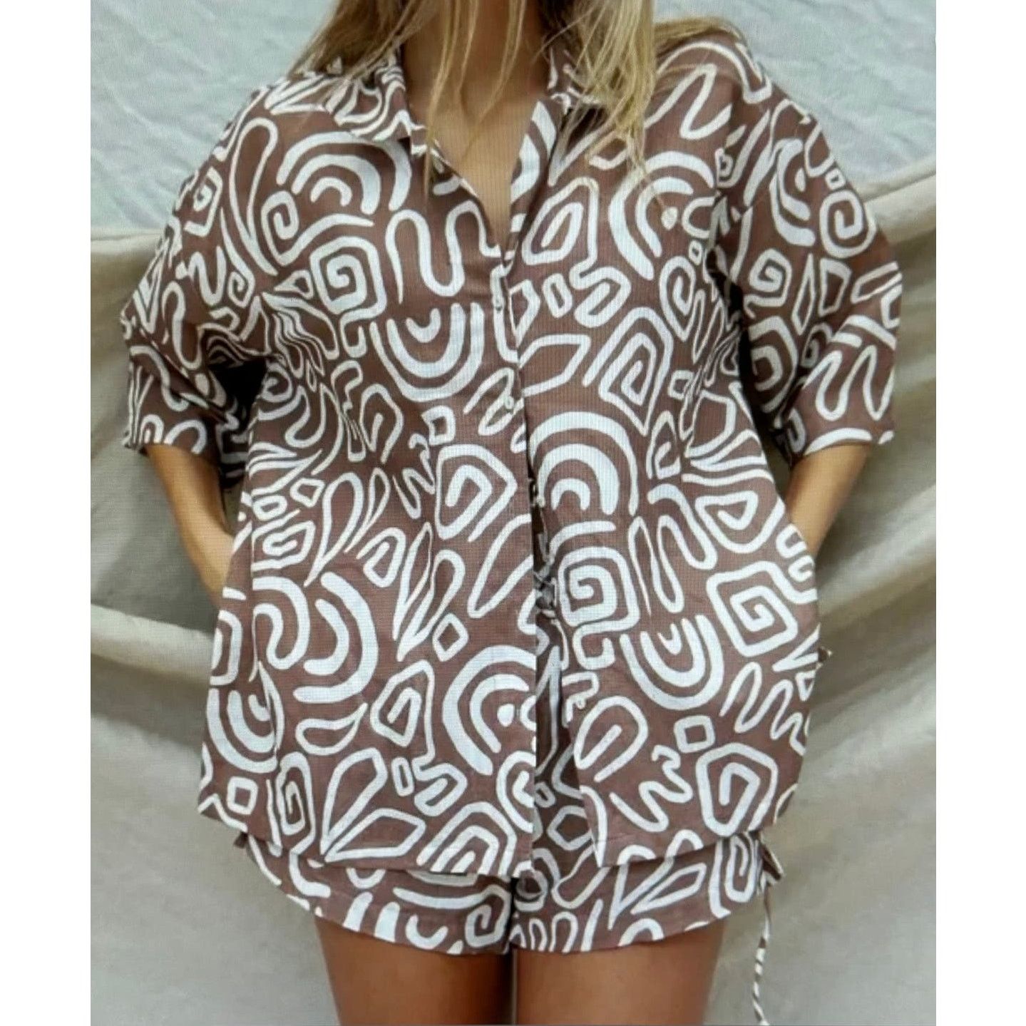 Other Stone Fox Swim Melba 100% Linen Shorts Rawhide Swirl XS / S Size 26" / US 2 / IT 38 - 5 Thumbnail