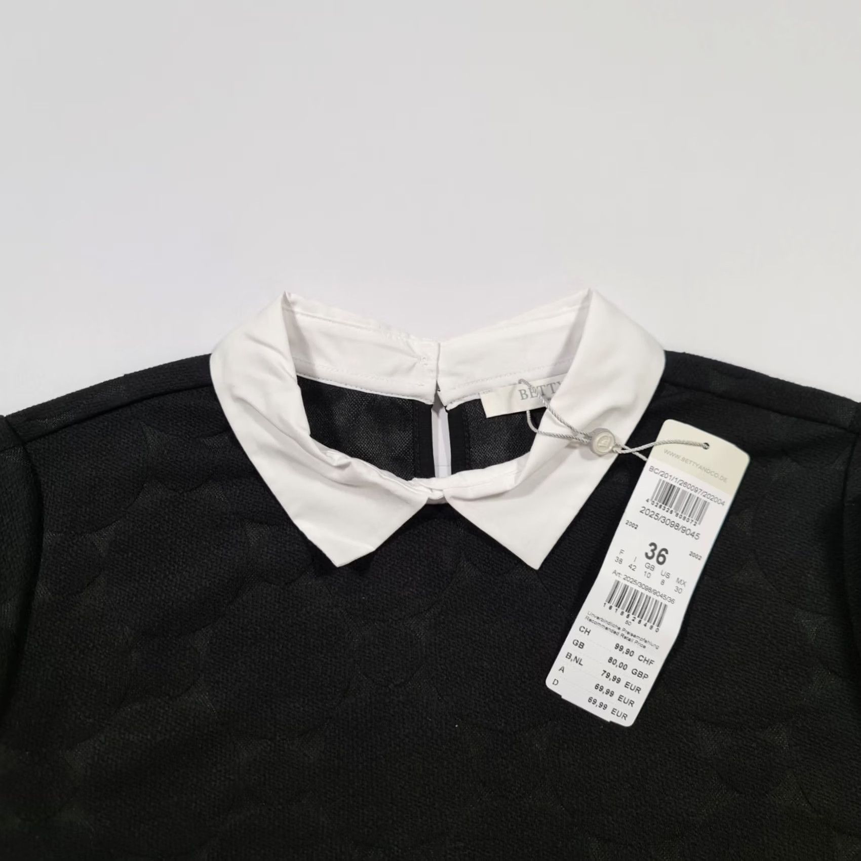 CO Betty & Co Womens Pullover Jumper Black 10 UK Collared Long Sleeve Button Jersey Top Size L / US 10 / IT 46 - 2 Thumbnail
