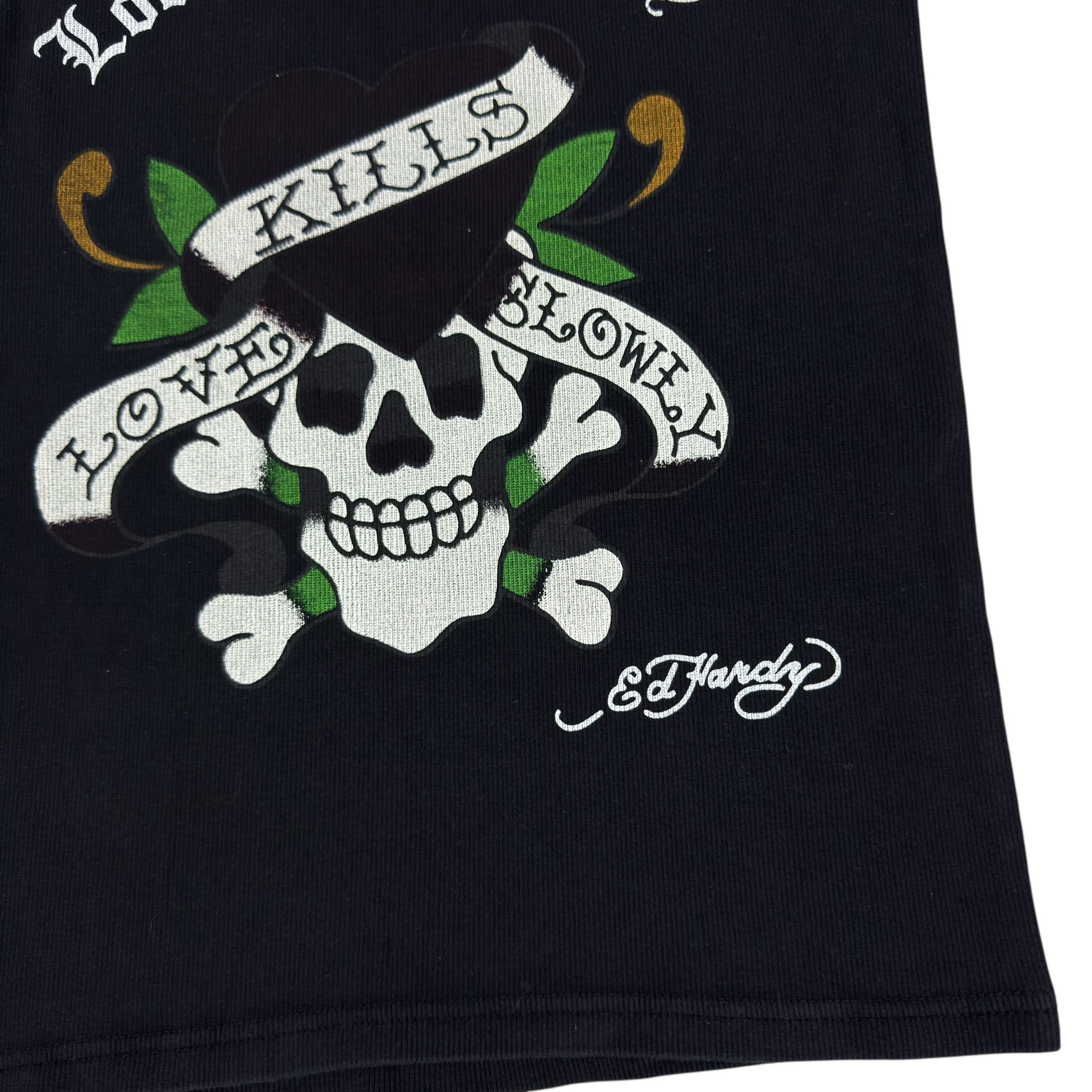 Ed Hardy × Vintage Ed Hardy Women Black White Skull Love Kills Slowly Top Large Size L / US 10 / IT 46 - 4 Thumbnail