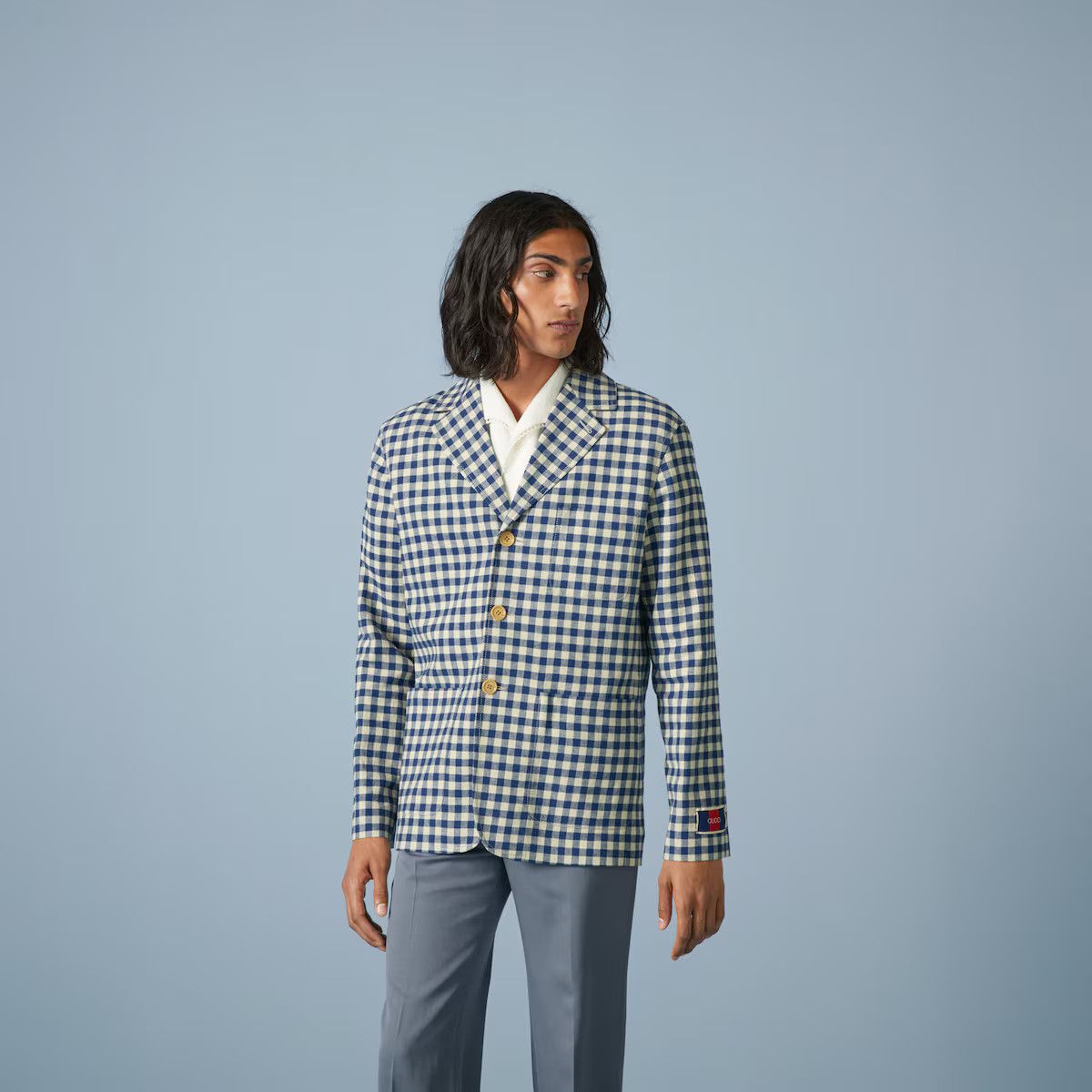 Gucci o1mt1gz0525 Gingham Cotton Linen Jacket in Multicolor Size US S / EU 44-46 / 1 - 4 Thumbnail
