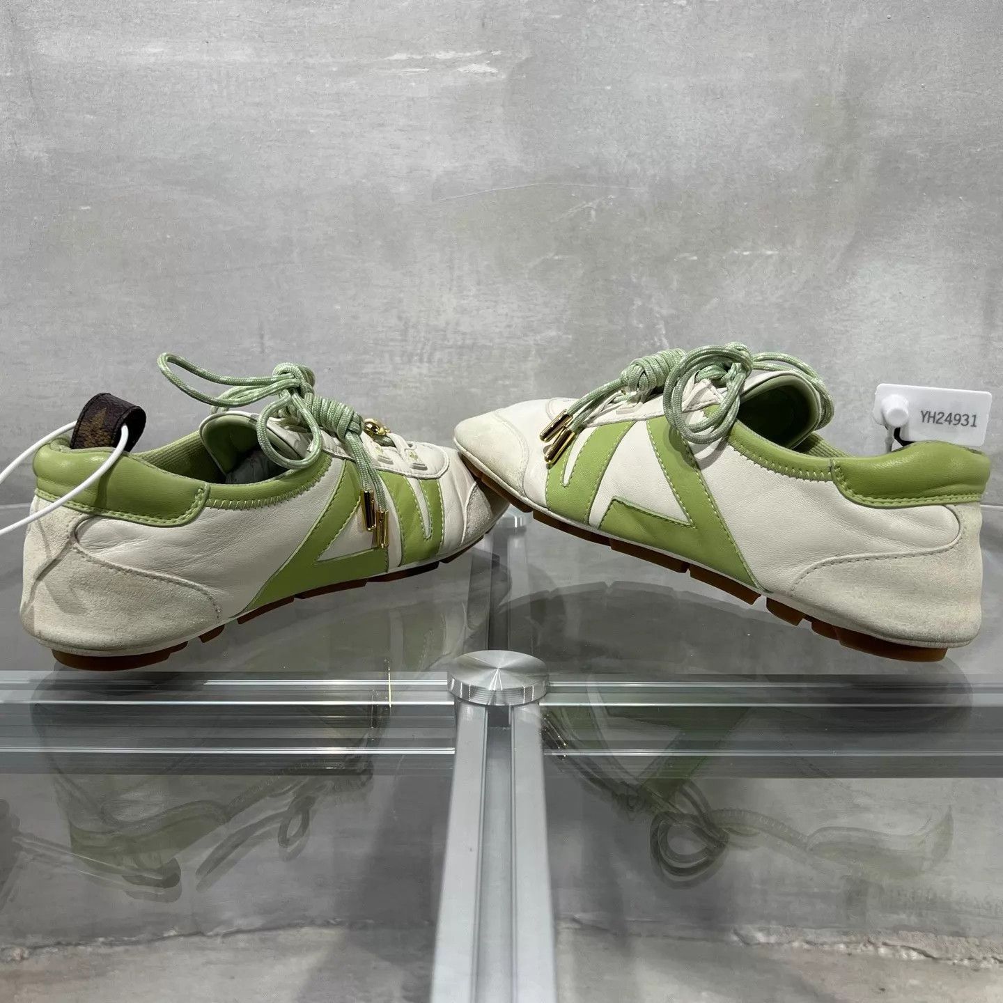 Louis Vuitton LV Ballerine Trainer White Green UK4 38 Box Size US 7.5 / IT 37.5 - 6 Thumbnail