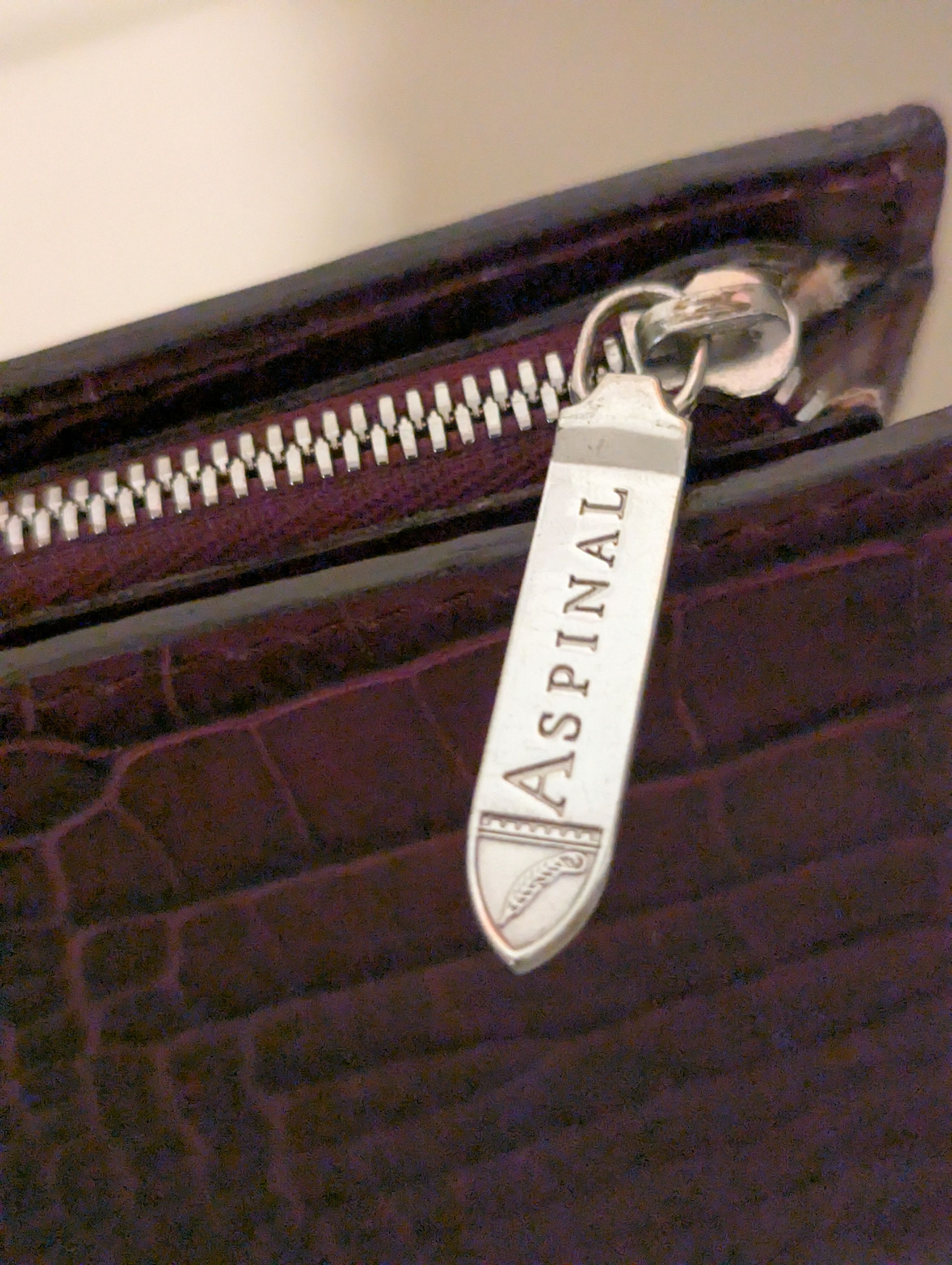 Aspinal of London Purple crocodile effect clutch with vanity wallet/mirror Size ONE SIZE - 5 Thumbnail
