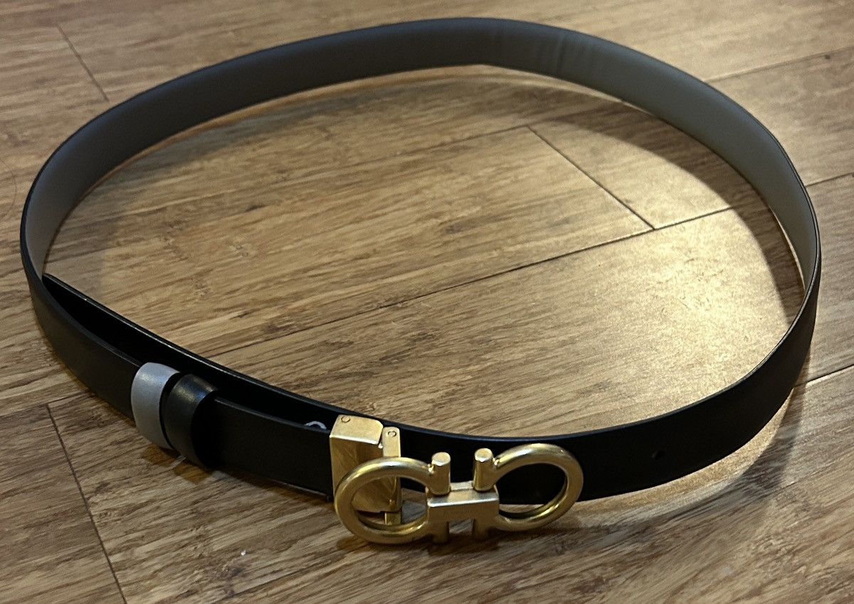 Salvatore Ferragamo SALVATORE FERRAGAMO Logo Leather Belt Black 90cm Size 36 - 1 Thumbnail