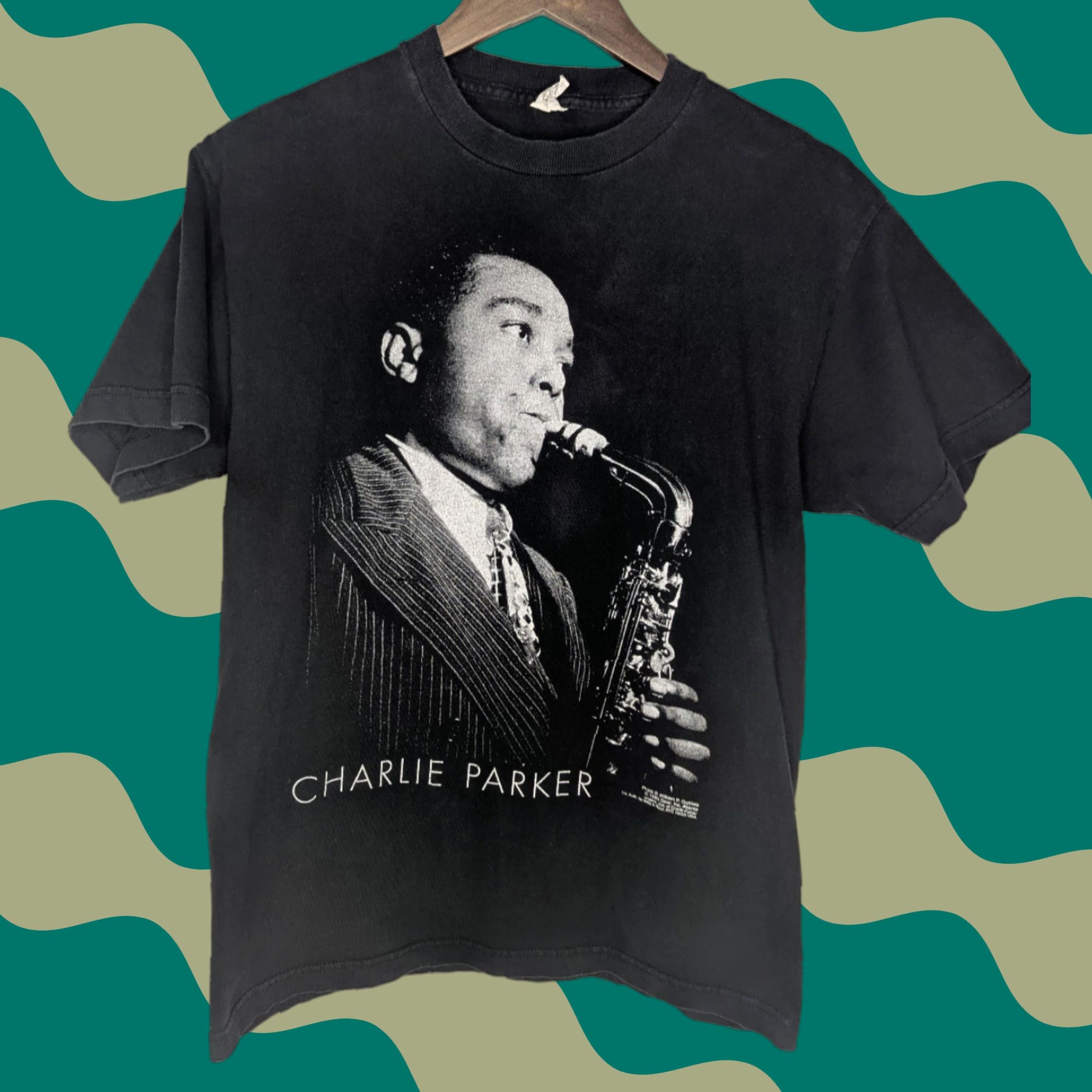 VINTAGE Charlie Parker Saxophone Jazz Hip Hop Rap Tee Shirt Mens M Black