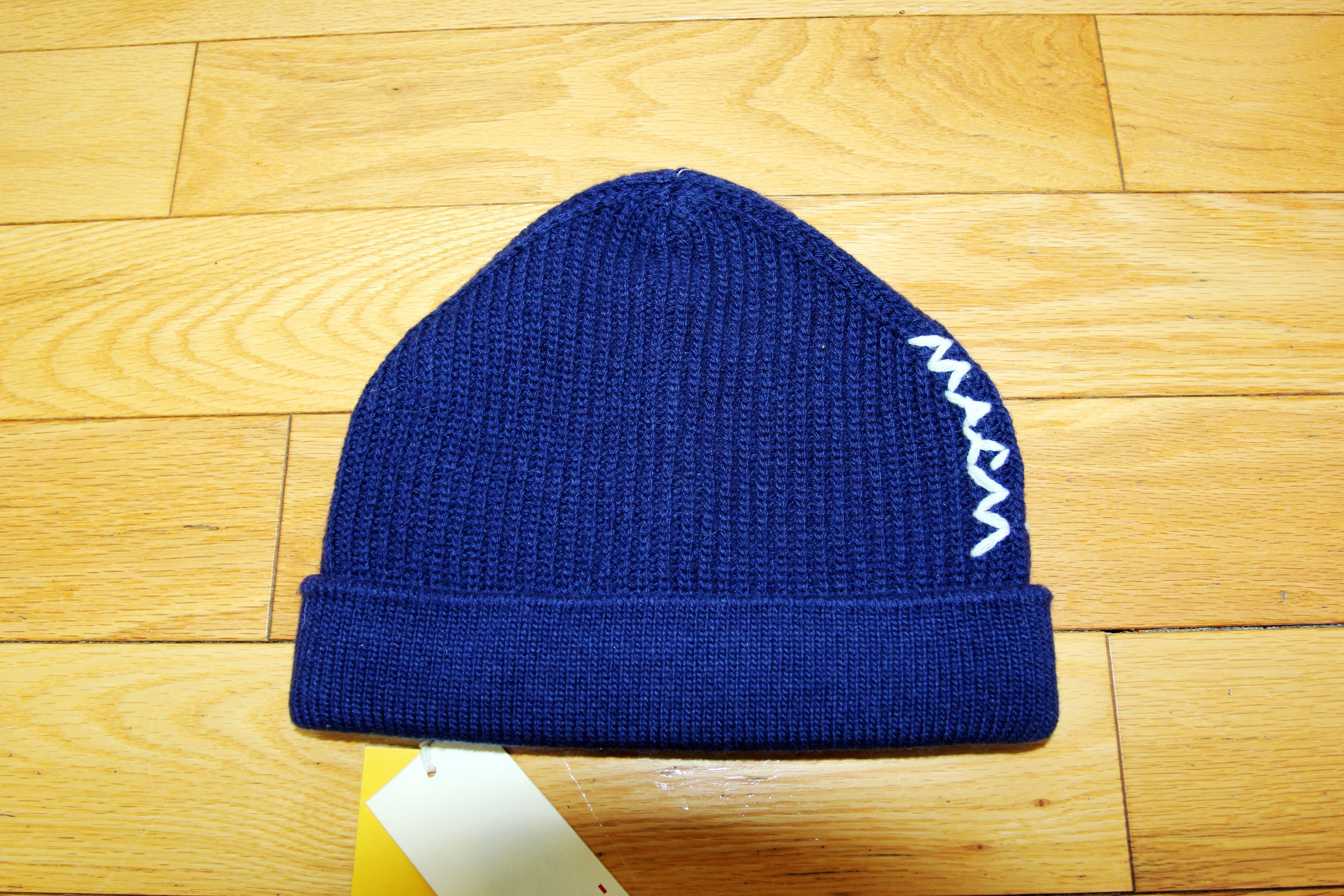 Marni BNWT AW24 MARNI EMBROIDERY CUFF BEANIE NAVY S Size ONE SIZE - 2 Thumbnail