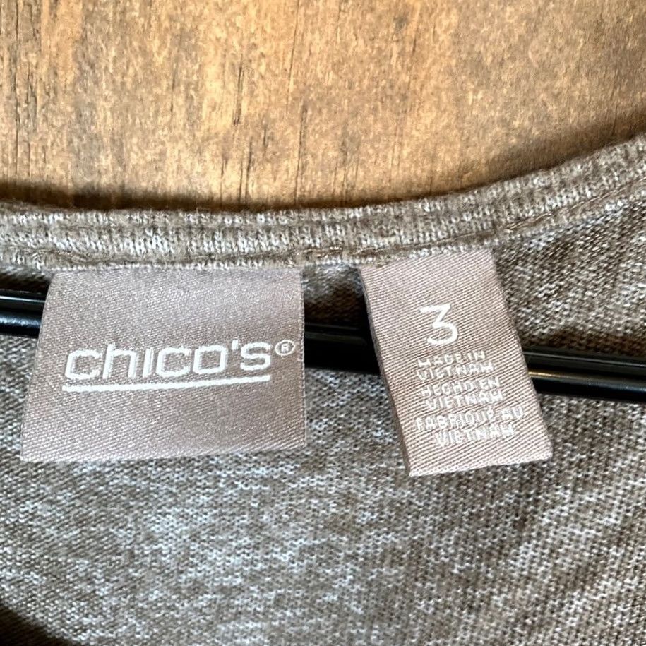 Vintage Chicos Womens Blouse Heathered Brown 3/4 Sleeve Front Knot Stretch XL Size XL / US 12-14 / IT 48-50 - 6 Thumbnail