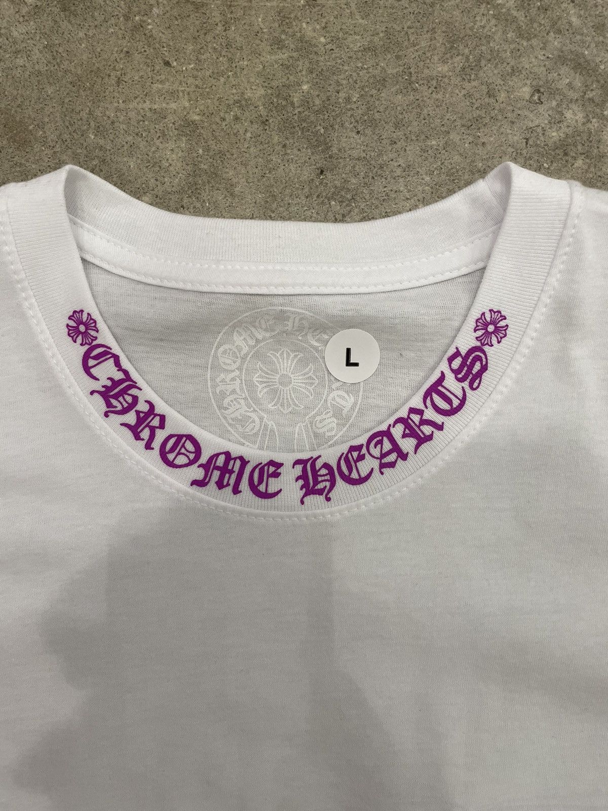 Chrome Hearts Chrome Hearts Purple Script Logo Tee White Size US L / EU 52-54 / 3 - 3 Thumbnail
