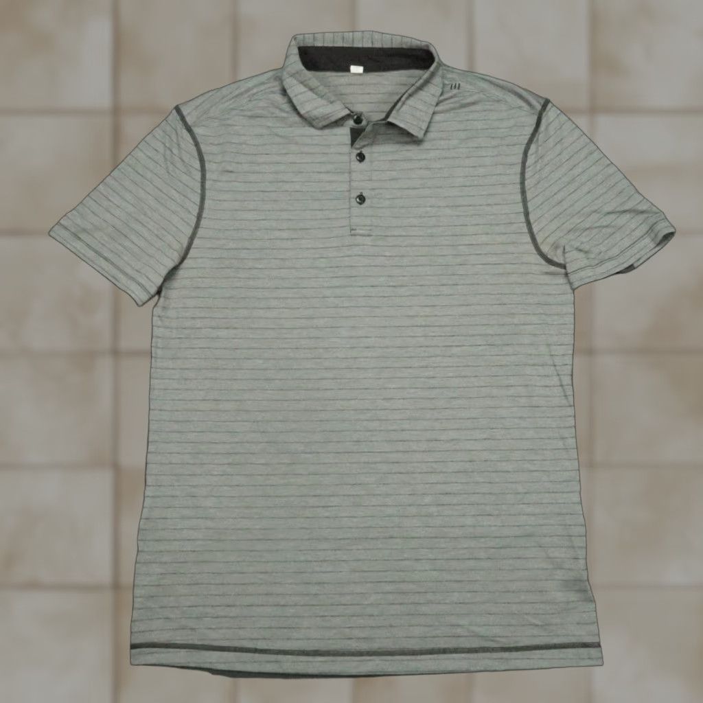 Lululemon Lululemon Shirt Mens Large Gray Striped Evolution Performance Polo Short Sleeve Golf Breathable Lightweight Stretch Shirt Mens L Gray Striped Polo Size US L / EU 52-54 / 3 - 1 Thumbnail
