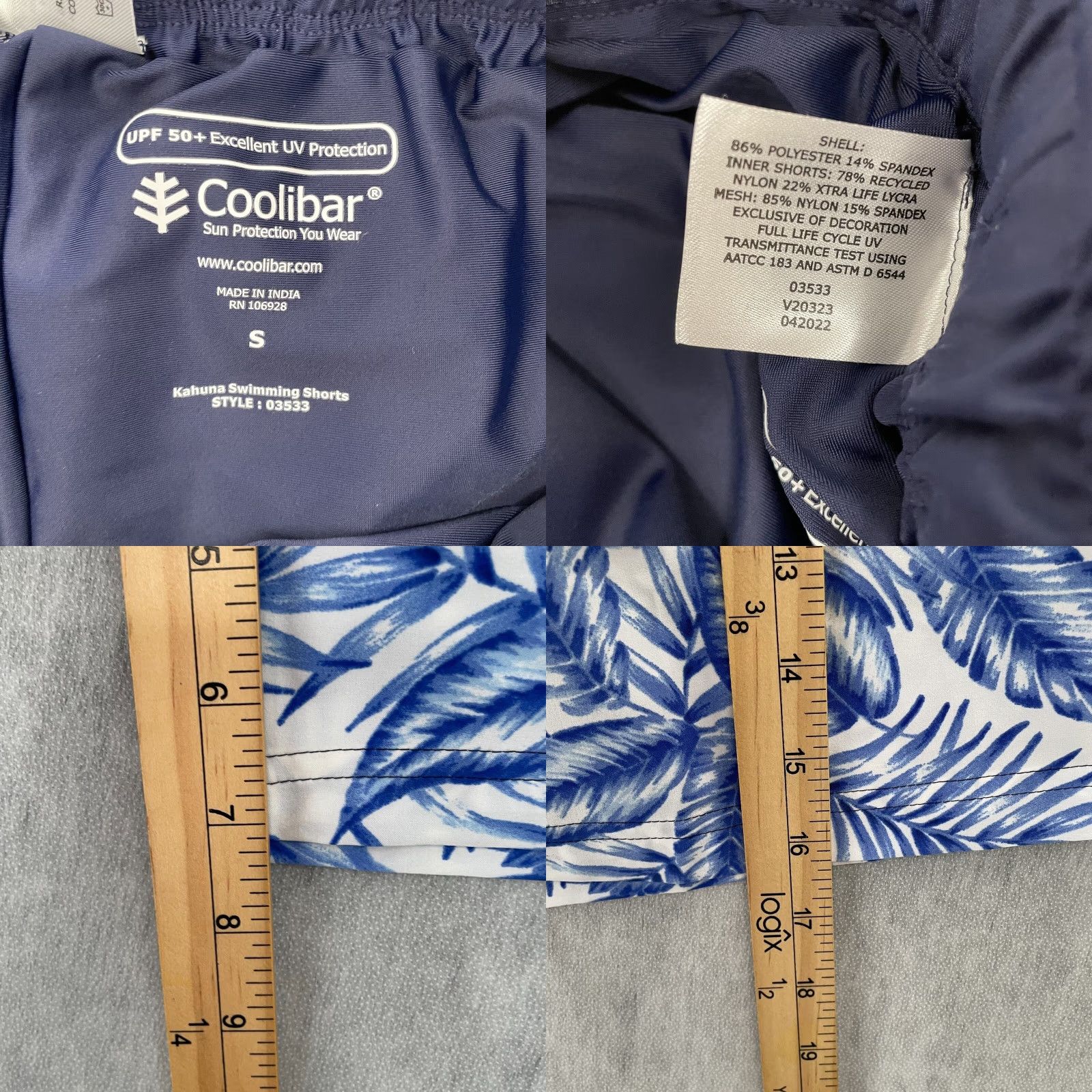 Vintage Coolibar Shorts Blue Floral Kahuna Trunks Lined Mens S NEW Adult Small Beach Hawaiian Swim Bottoms Size US 29 - 8 Thumbnail