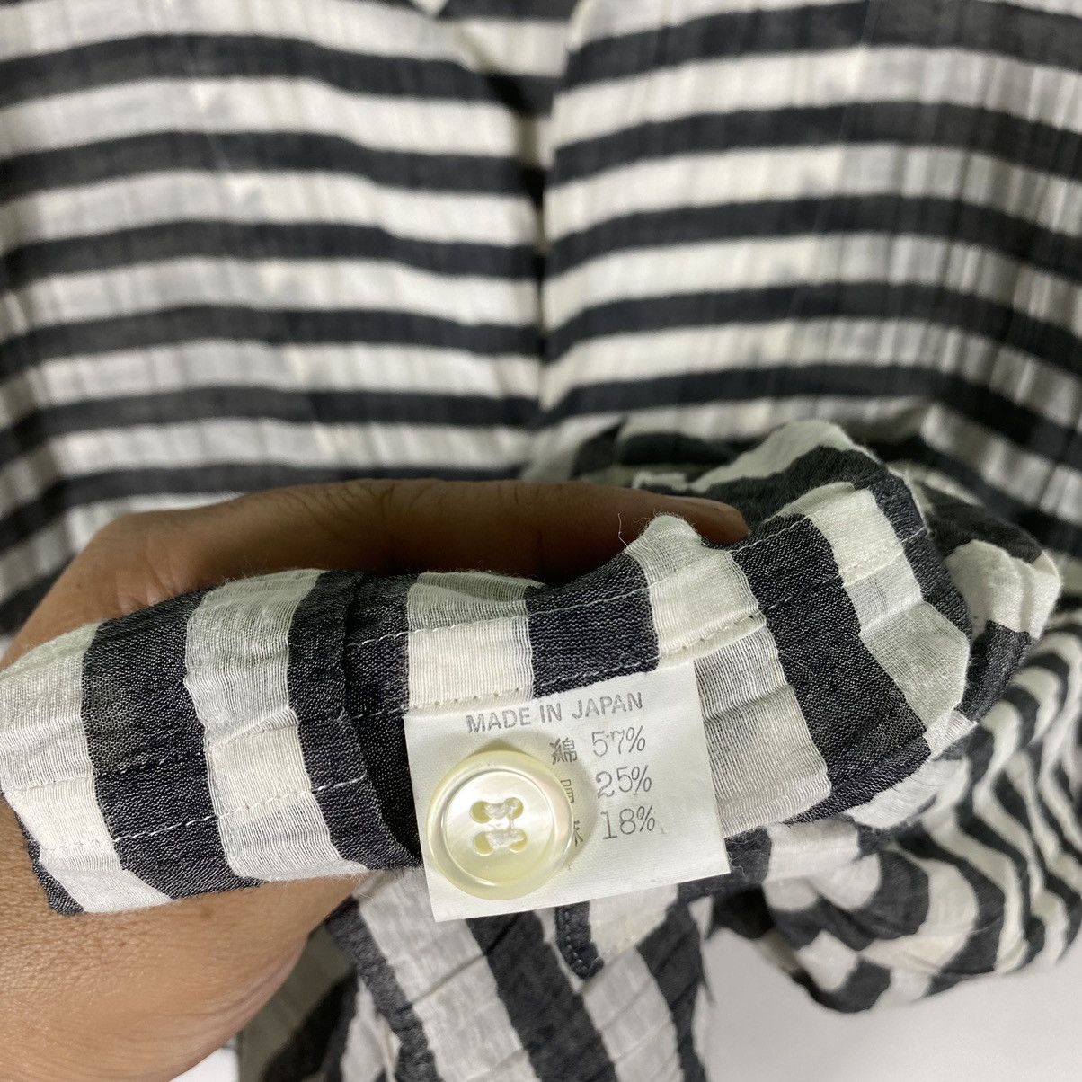 Y's × Yohji Yamamoto Vintage Y's Yohji Yamamoto Beige Striped Shirt Button Size M / US 6-8 / IT 42-44 - 7 Thumbnail