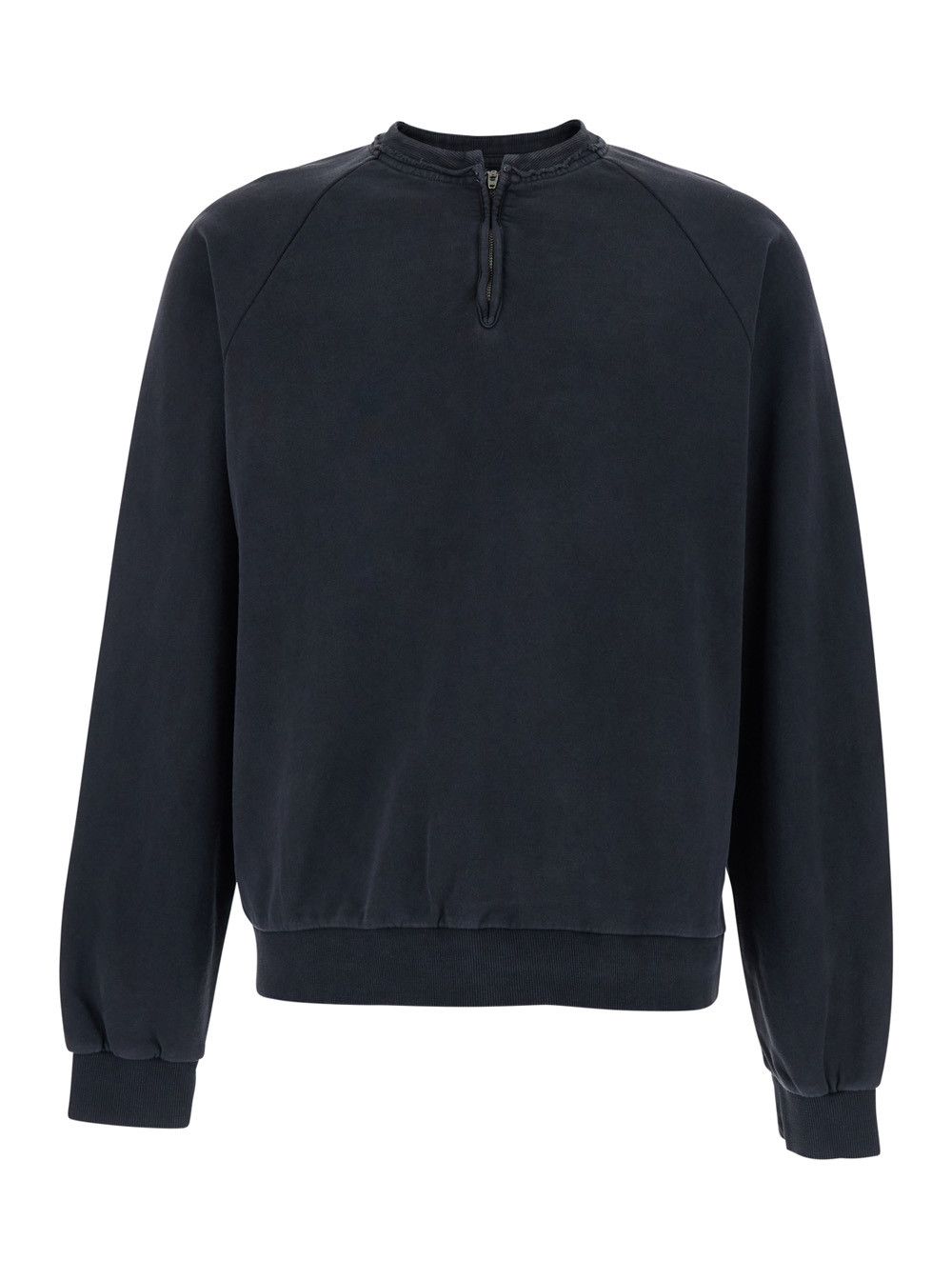 TONYWACK Men's Black Cotton Crewneck Sweatshirt with Half Zip Closure Size US L / EU 52-54 / 3 - 1 Thumbnail