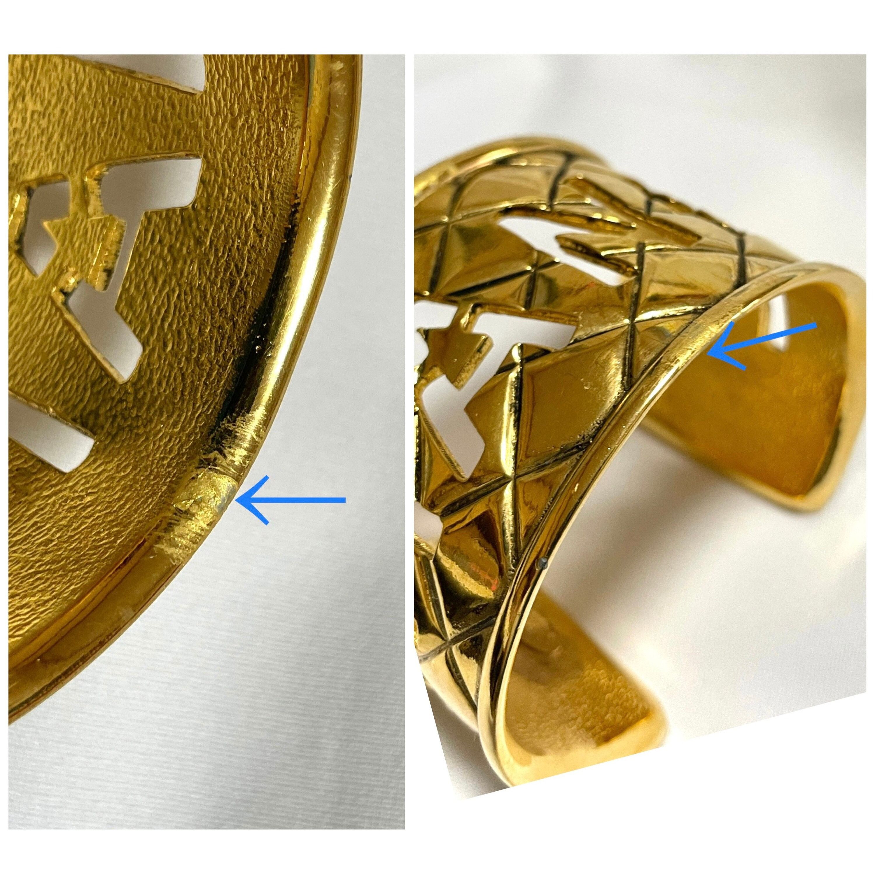 Chanel Vintage Chanel cutout logo bangle with matelasse design. Size ONE SIZE - 5 Thumbnail