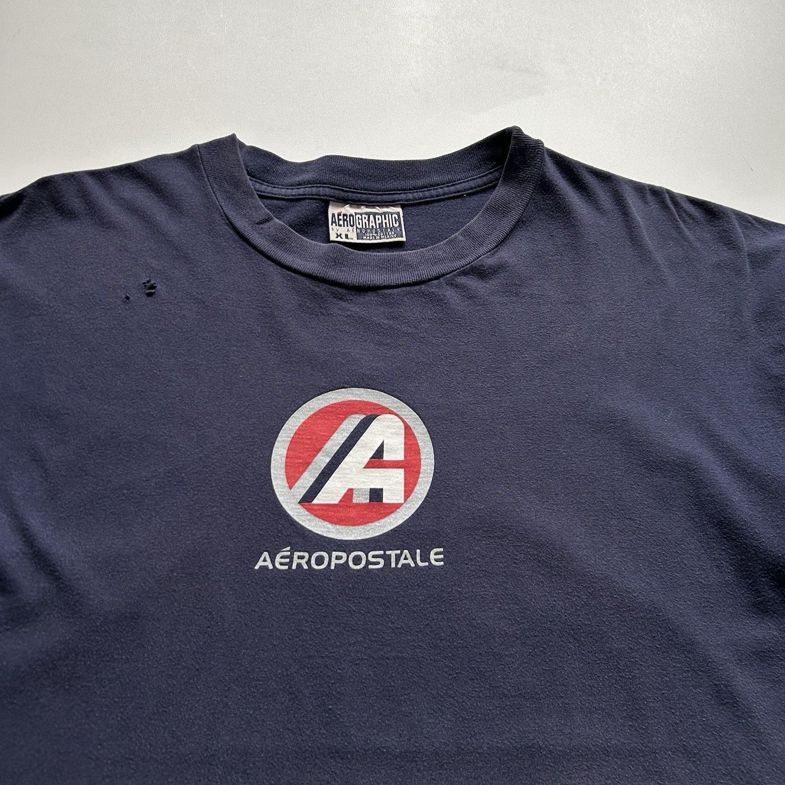 Aeropostale × Vintage Vintage 90s Aeropostale T Shirt XL Logo Faded Navy Blue Rare Size US XL / EU 56 / 4 - 2 Thumbnail