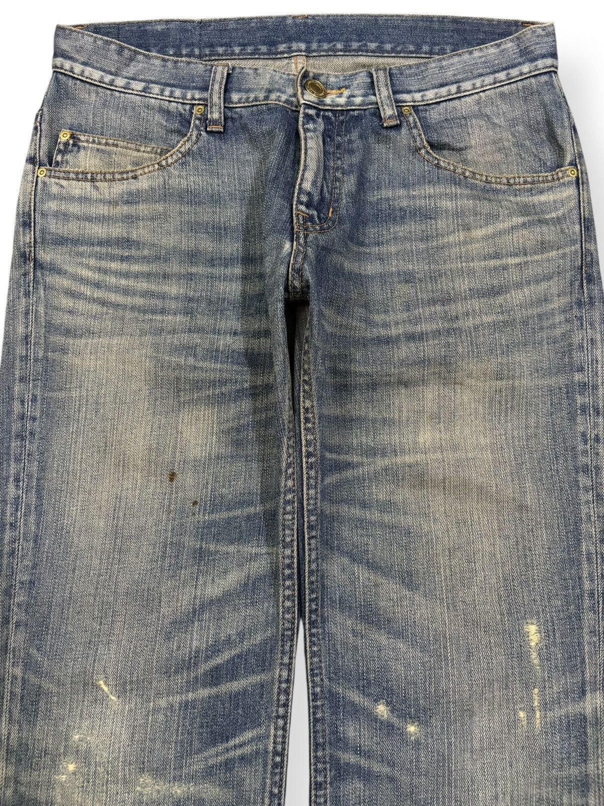 Japanese Brand Vintage Union Station Mud Washed Whiskers Distressed Jeans Size US 32 / EU 48 - 3 Thumbnail
