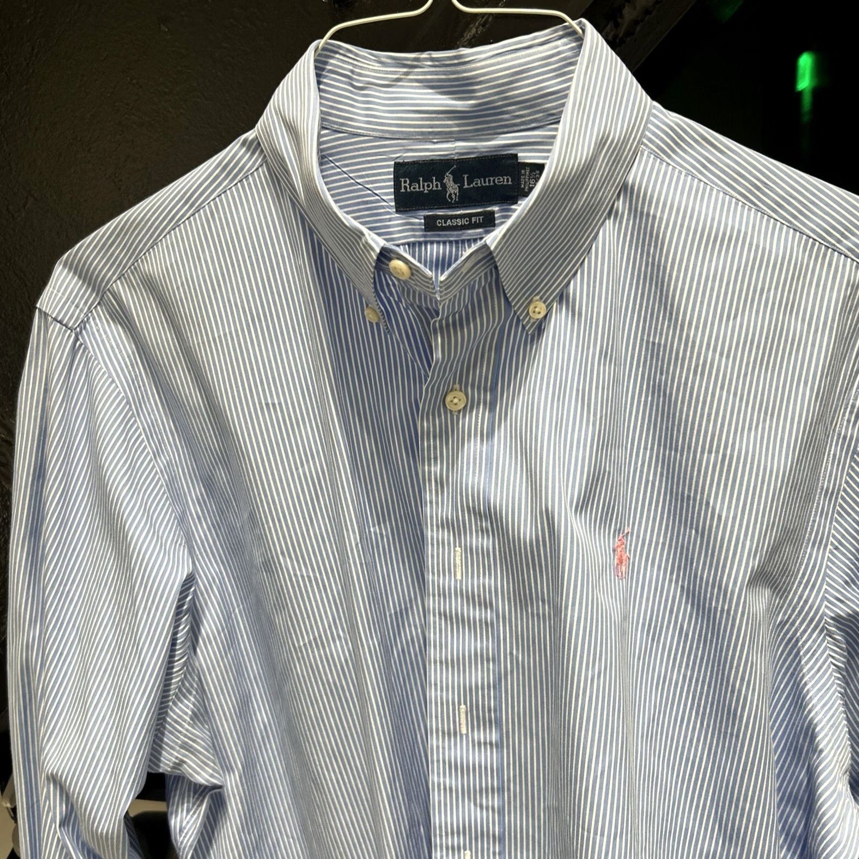 Ralph Lauren Ralph Lauren Polo Shirt Men Blue Stripe Classic Fit Oxford 16.5 B Size US XL / EU 56 / 4 - 6 Thumbnail