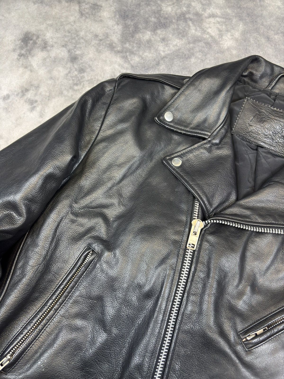 Vintage VINTAGE 90s RAMONES BLACK LEATHER BIKER JACKET RARE Size US L / EU 52-54 / 3 - 5 Thumbnail