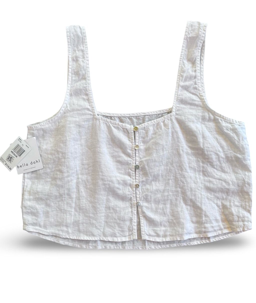 Bella Dahl Bella Dahl Women’s White Linen Crop Tank Top - Medium, NWT Size M / US 6-8 / IT 42-44 - 5 Thumbnail