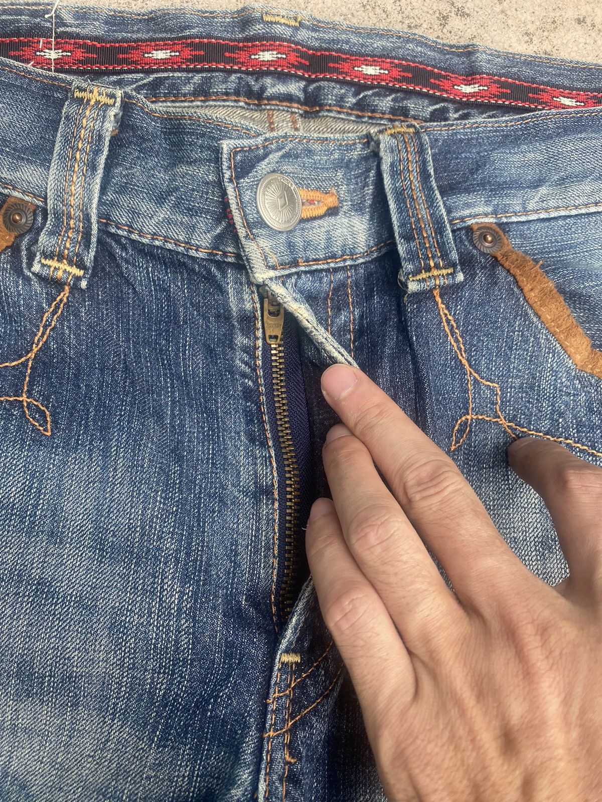 Edwin × Japanese Brand × Vintage Vintage y2k Edwin Faded Loose Denim Jeans Size US 36 / EU 52 - 12 Thumbnail